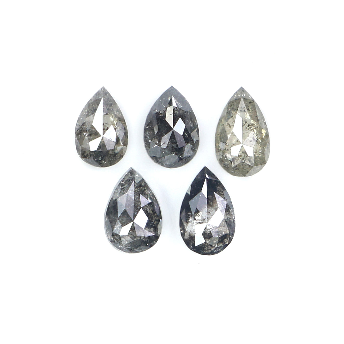 0.59 CT Natural Loose Pear Shape Diamond Salt And Pepper Pear Diamond 4.30 MM Natural Loose Black Grey Color Pear Rose Cut Diamond LQ2789