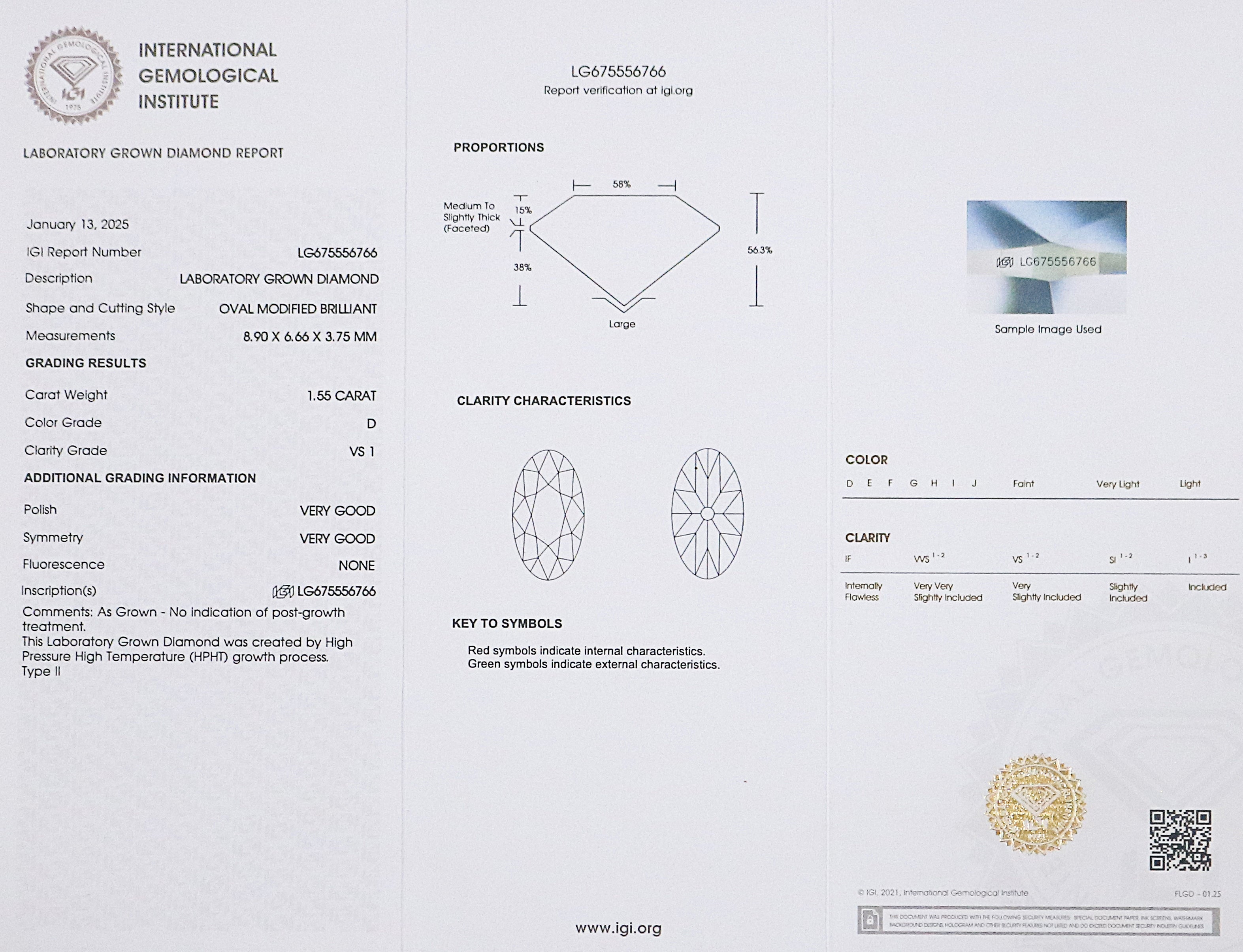 1.55 CT IGI Certified Oval Old European Cut Diamond White - D Color VS1 Clarity Diamond Lab Grown Diamond Lab Created Oval CVD Diamond L3254