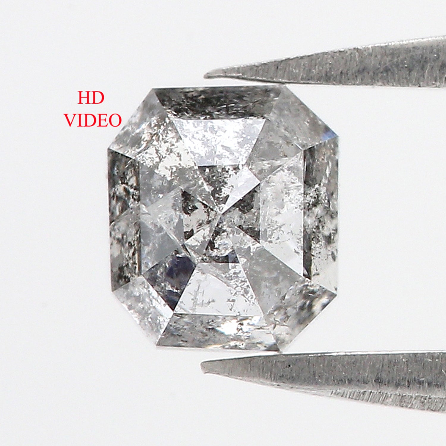 0.78 CT Natural Loose Emerald Shape Diamond Salt And Pepper Emerald Shape Diamond 5.25 MM Black Grey Color Emerald Rose Cut Diamond QL3081