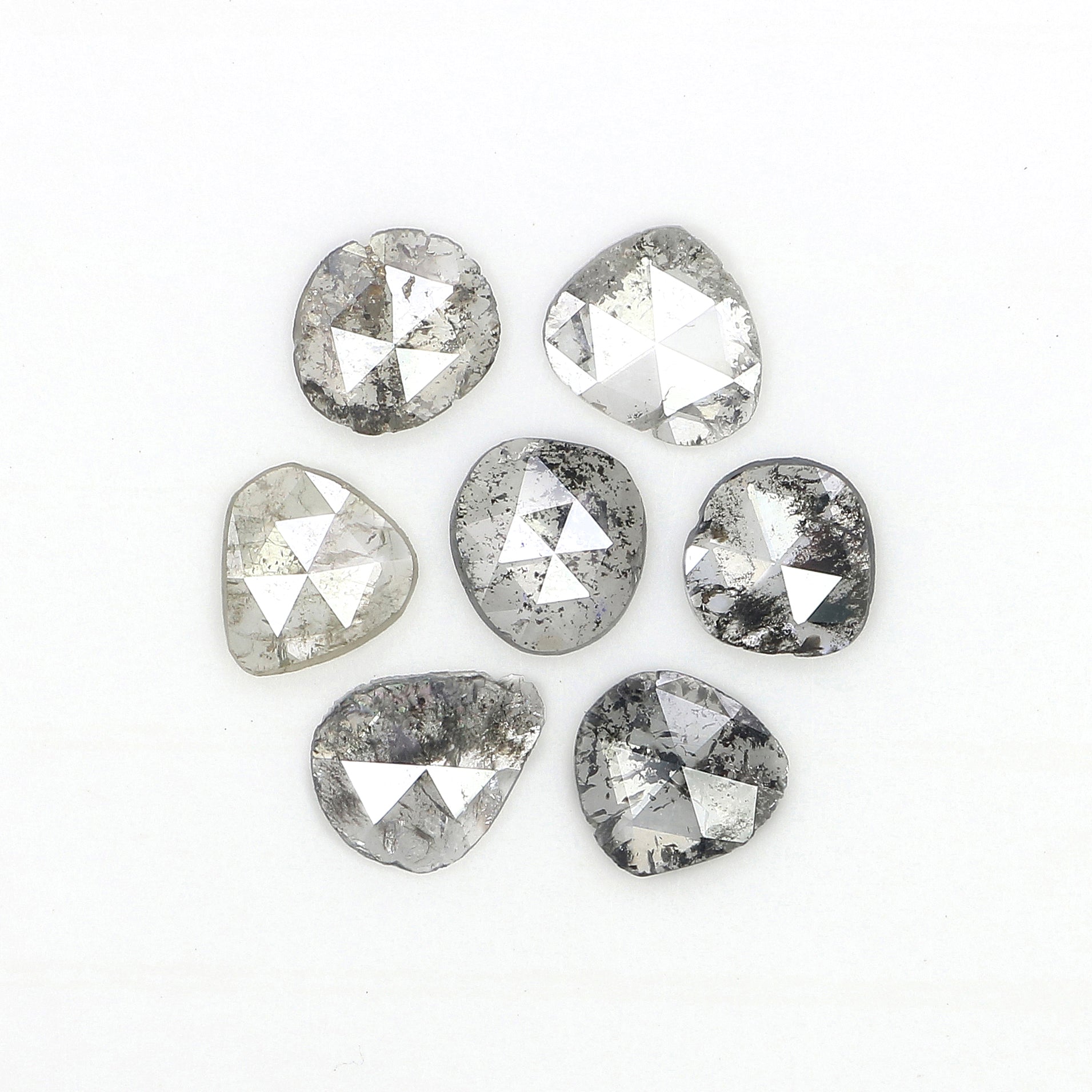 1.07 Ct Natural Loose Slice Cut Diamond Salt And Pepper Uncut Diamond 4.40 MM Natural Diamond Black Grey Color Irregular Cut Diamond LQ3073