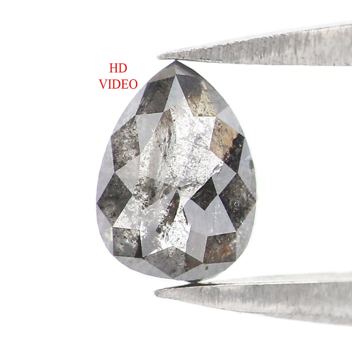 0.43 CT Natural Loose Pear Shape Diamond Salt And Pepper Pear Rose Cut Diamond 5.30 MM Natural Black Grey Color Pear Shape Diamond KQ2540