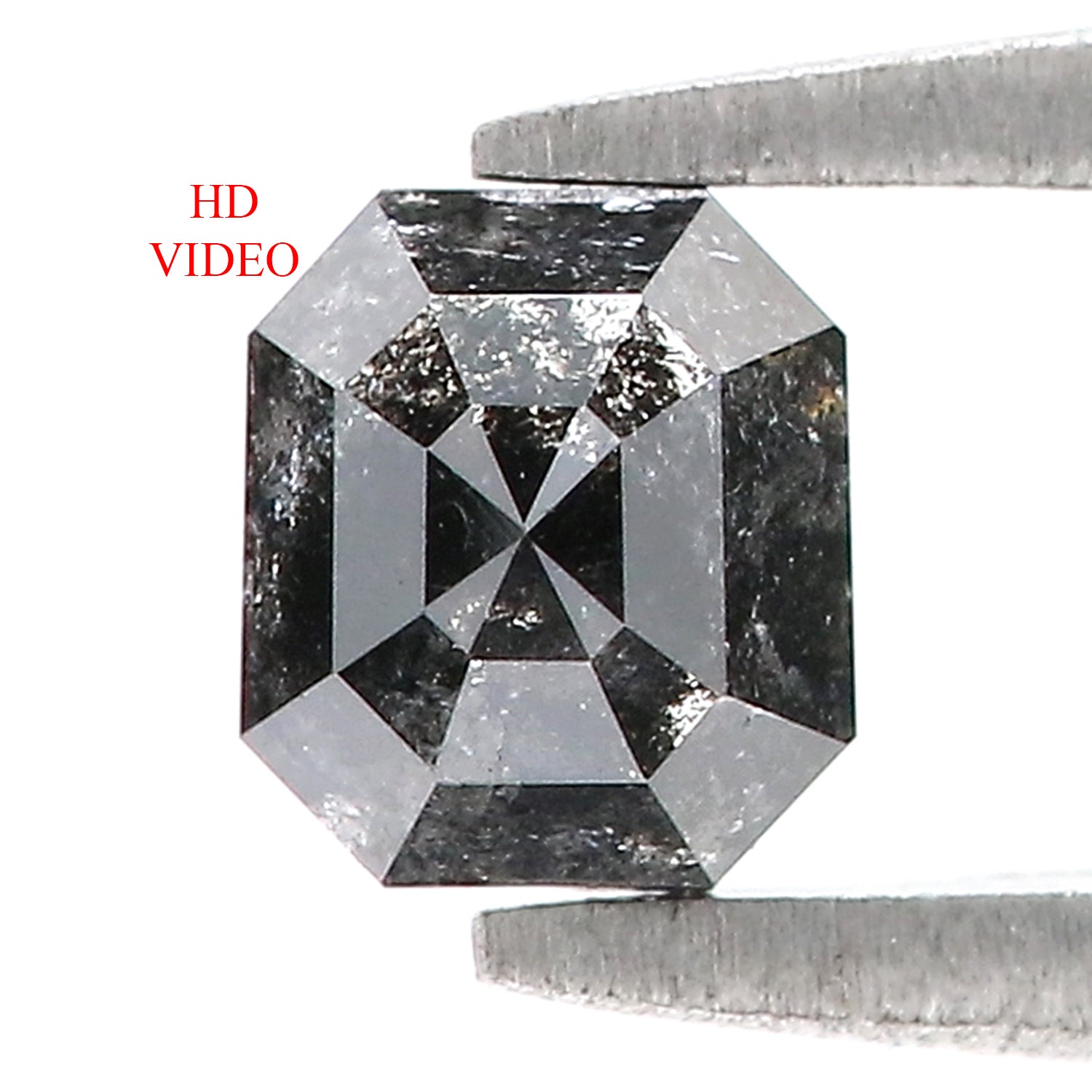 0.80 CT Natural Loose Emerald Shape Diamond Salt And Pepper Emerald Diamond 5.10 MM Black Grey Color Emerald Shape Rose Cut Diamond QK1796