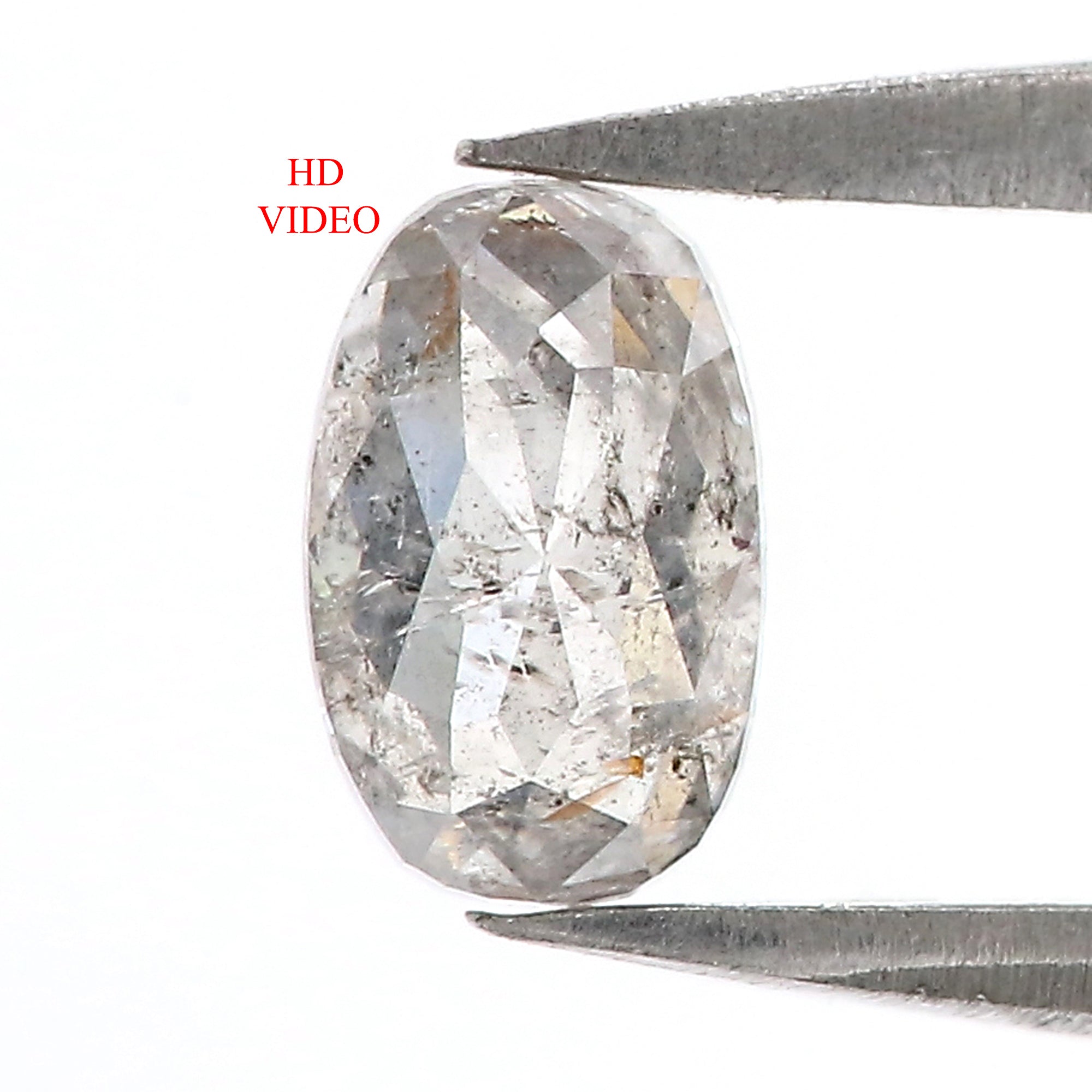 0.63 CT Natural Loose Oval Shape Diamond Salt And Pepper Oval Rose Cut Diamond 6.25 MM Natural Loose Grey Color Oval Rose Cut Diamond QL8937