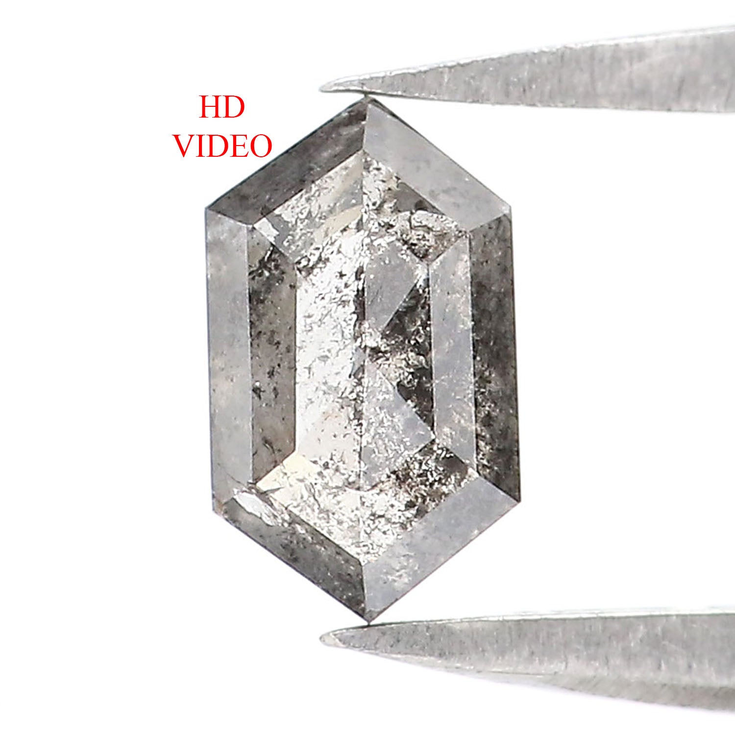 0.48 CT Natural Loose Hexagon Cut Diamond Salt And Pepper Hexagon Diamond 6.40 MM Natural Loose Black Grey Color Hexagon Cut Diamond QL2472