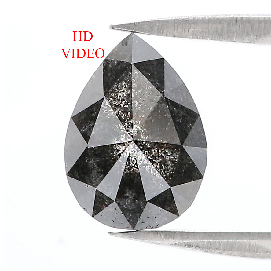 2.34 Ct Natural Loose Pear Shape Diamond Salt And Pepper Pear Diamond 9.55 MM Natural Black Grey Diamond Pear Rose Cut Diamond LC63