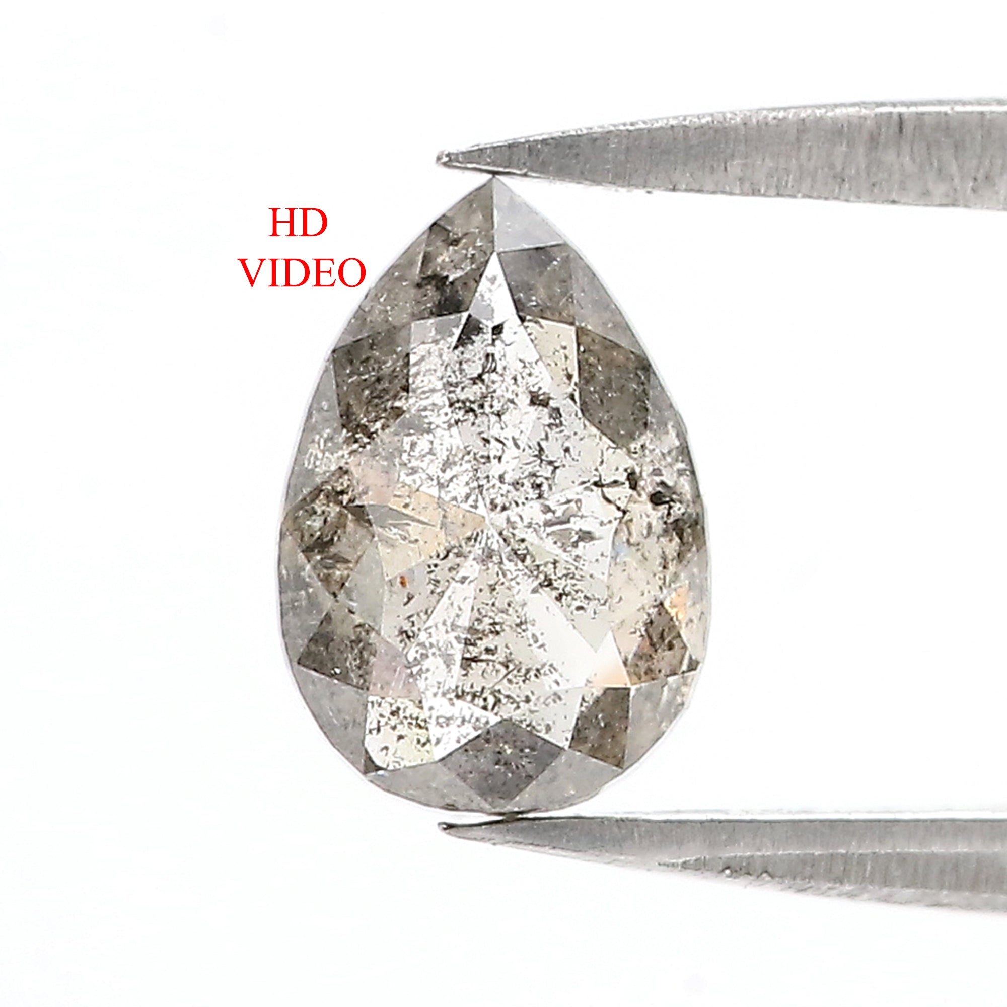 1.26 CT Natural Loose Pear Shape Diamond Salt And Pepper Pear Cut Diamond 8.50 MM Natural Loose Black Grey Color Pear Rose Cut Diamond LC76