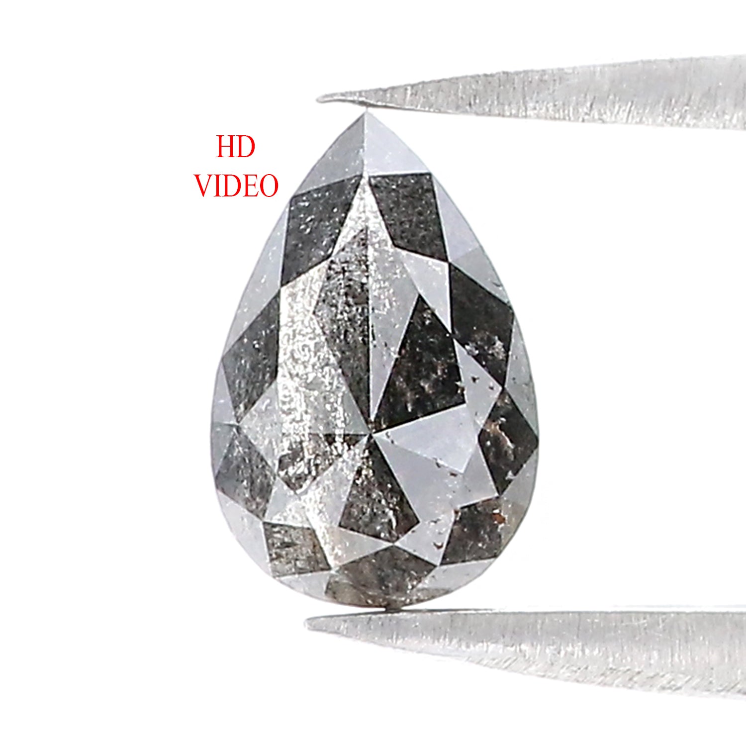 0.86 CT Natural Loose Pear Shape Diamond Salt And Pepper Pear Rose Cut Diamond 7.80 MM Natural Black Grey Color Pear Shape Diamond QL168