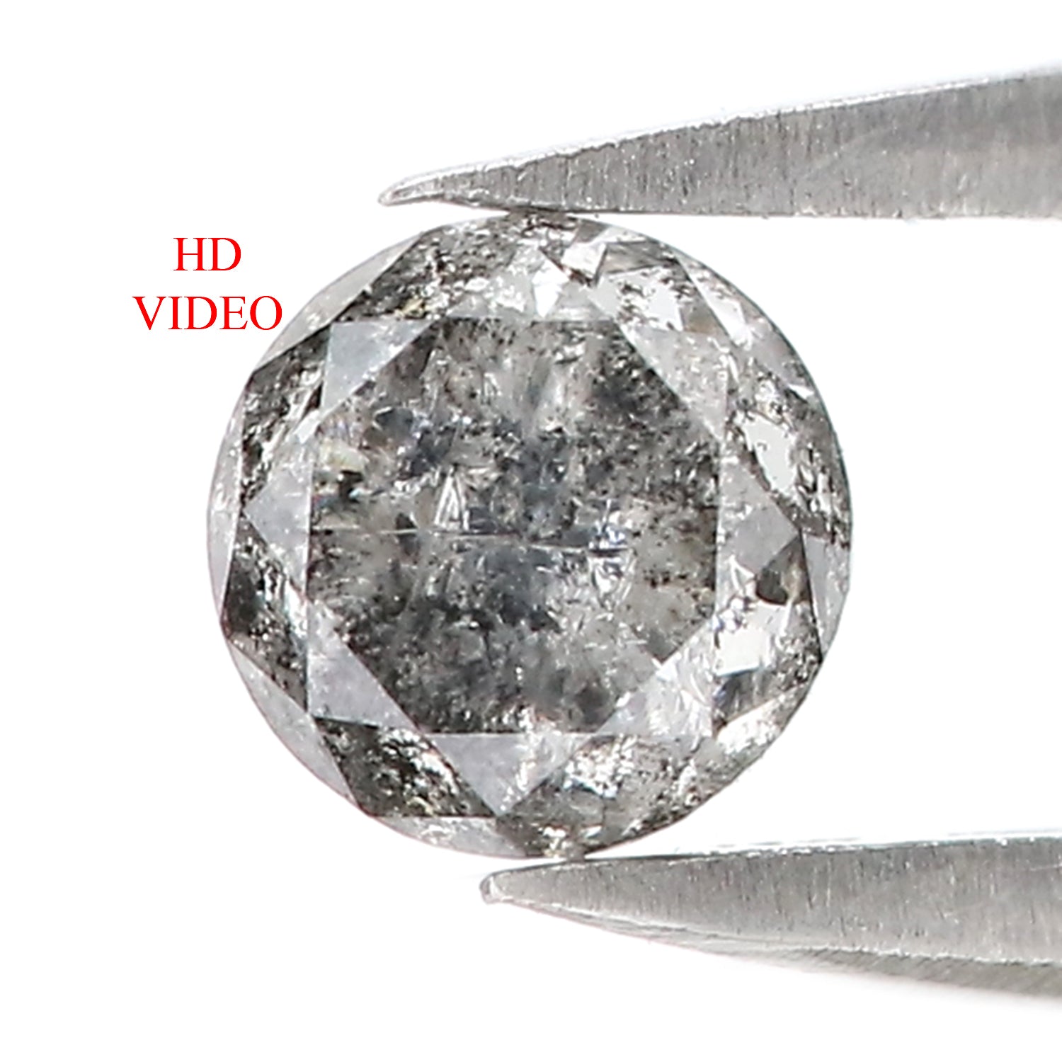 0.62 CT Natural Loose Round Shape Diamond Black Grey Color Round Shape Diamond 4.80 MM Salt And Pepper Round Brilliant Cut Diamond QL8460