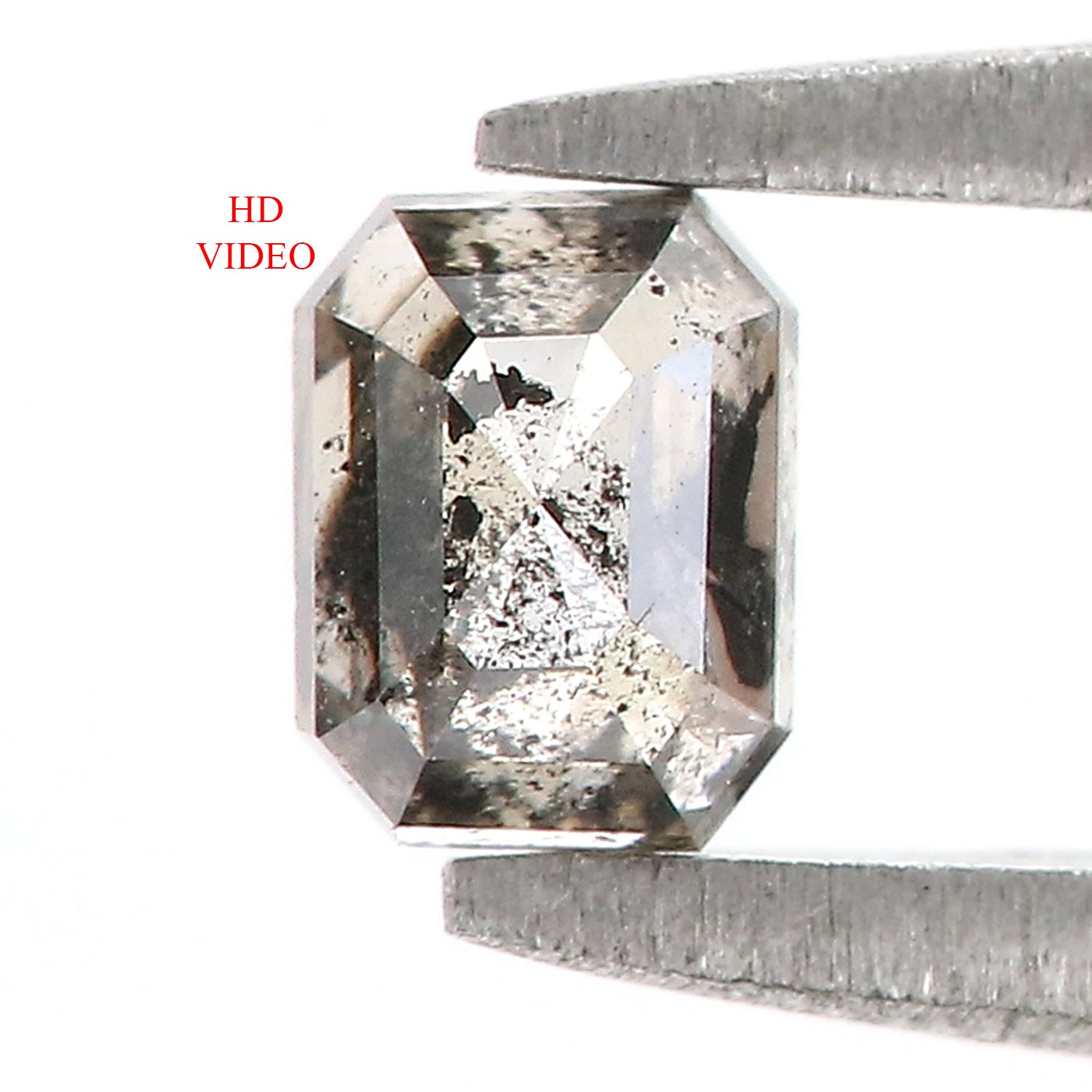 0.39 CT Natural Loose Emerald Shape Diamond Salt And Pepper Emerald Shape Diamond 4.55 MM Black Grey Color Emerald Rose Cut Diamond QL239