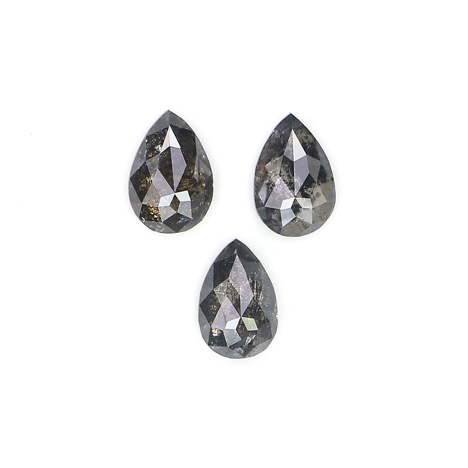 0.49 CT Natural Loose Pear Shape Diamond Salt And Pepper Pear Diamond 4.45 MM Natural Loose Black Grey Color Pear Rose Cut Diamond LQ2829