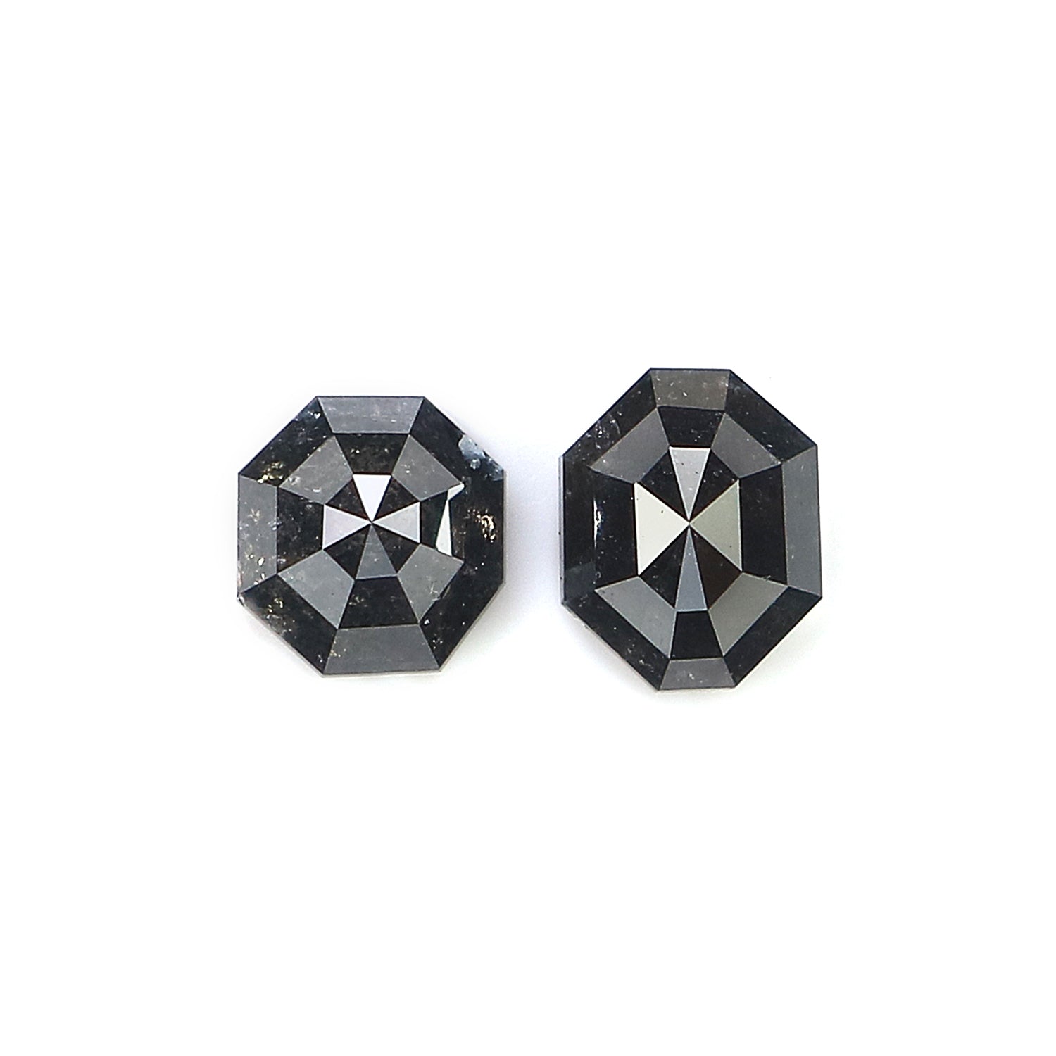 0.96 CT Natural Loose Octagon Cut Pair Diamond Salt And Pepper Octagon Diamond 4.50 MM Natural Black Grey Octagon Rose Cut Diamond LQ9560