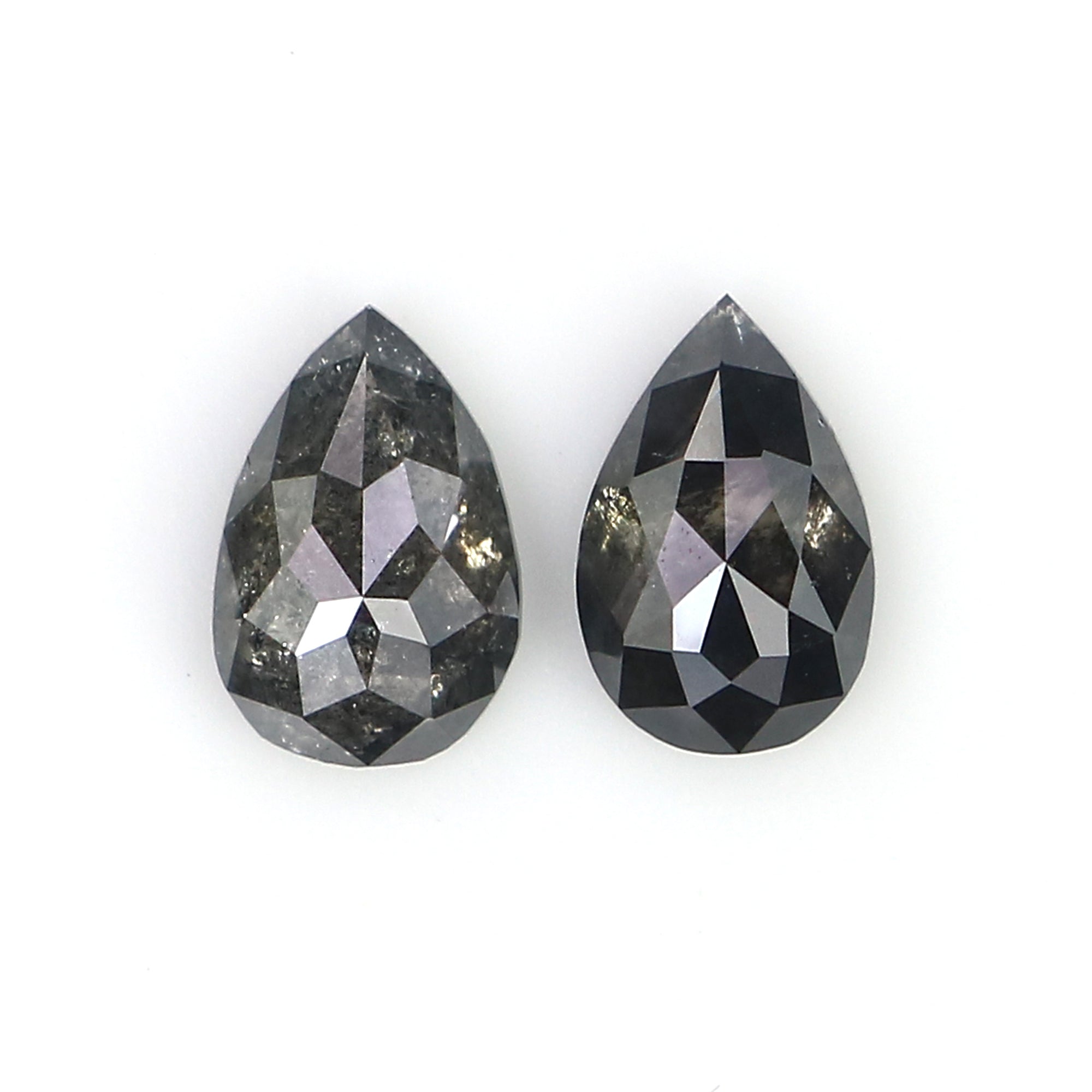 0.67 CT Natural Loose Pear Cut Pair Diamond Salt And Pepper Pear Shape Diamond 5.55 MM Natural Black Grey Color Pear Rose Cut Diamond LQ2455