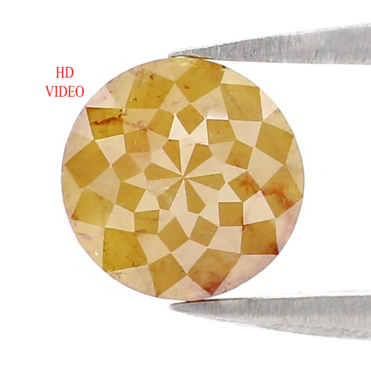 1.74 CT Natural Loose Round Rose Cut Diamond Yellow Color Round Shape Diamond 6.80 MM Natural Yellow Color Round Rose Cut Diamond LQ9856