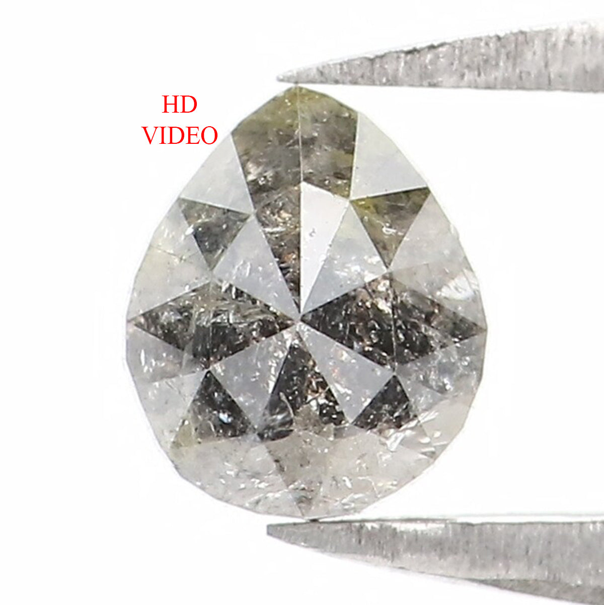 0.64 CT Natural Loose Pear Shape Diamond Salt And Pepper Pear Cut Diamond 5.45 MM Natural Black Grey Color Pear Rose Cut Diamond KQ2409