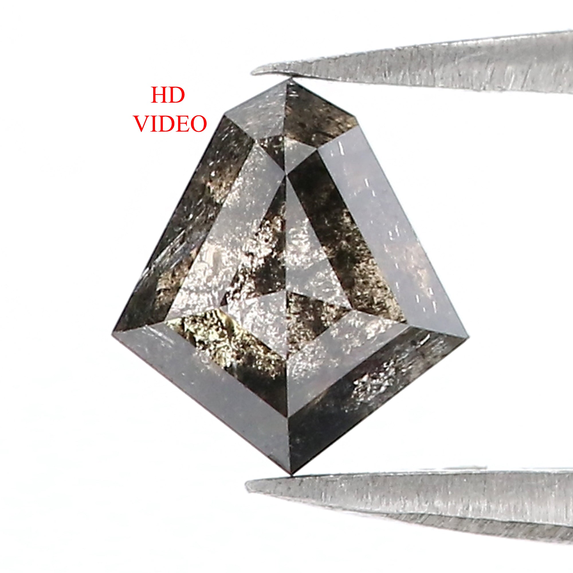 0.96 CT Natural Loose Shield Diamond Black Grey Color Diamond 7.15 MM Natural Loose Diamond Salt And Pepper Shield Rose Cut Diamond QK2040