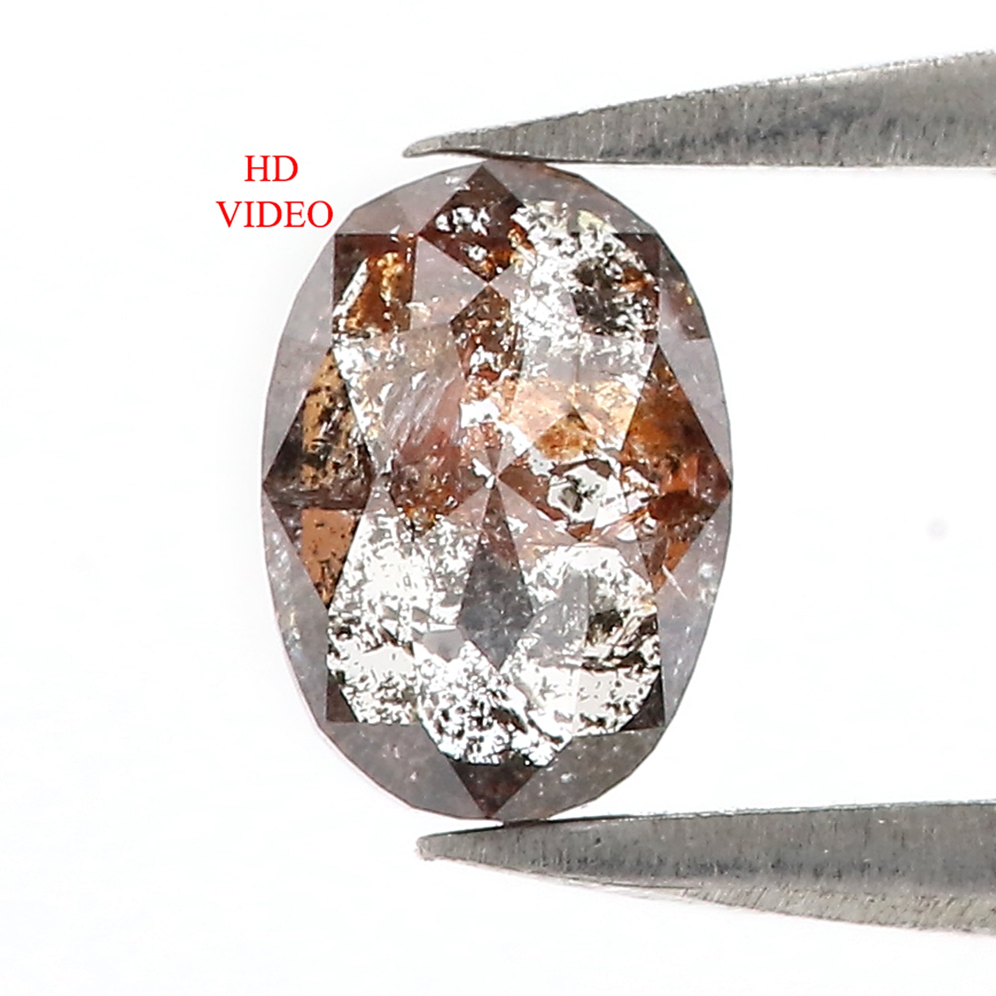 0.55 Ct Natural Loose Oval Shape Diamond Salt And Pepper Oval Cut Diamond 6.40 MM Natural Brown Color Diamond Oval Rose Cut Diamond QK2220