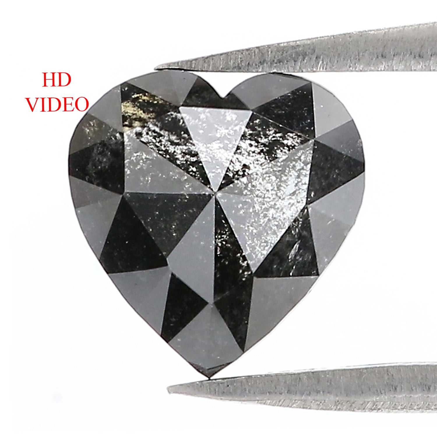 1.82 CT Natural Loose Heart Shape Diamond Salt And Pepper Heart Cut Diamond 8.75 MM Natural Black Grey Color Heart Rose Cut Diamond LC60