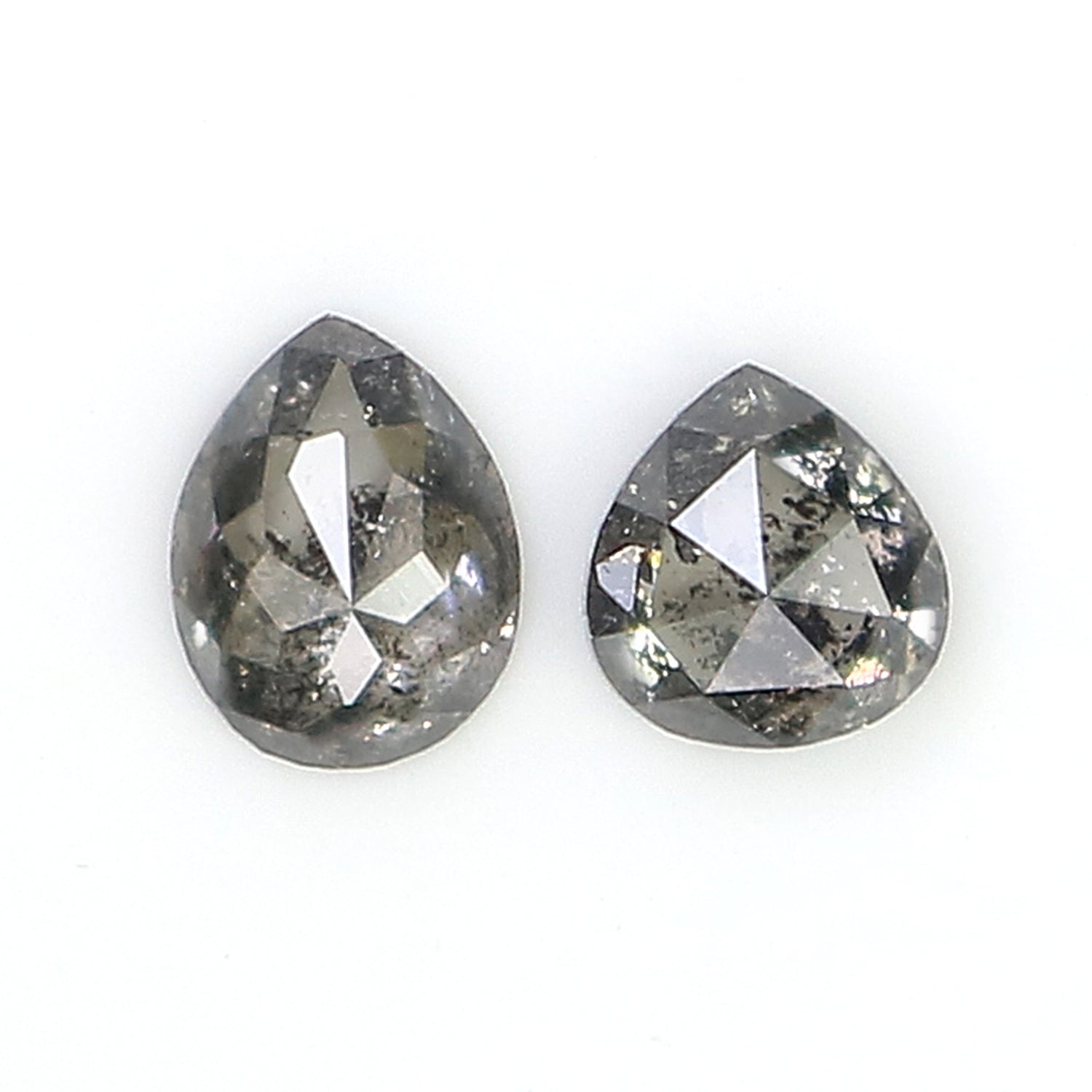 0.43 CT Natural Loose Pear Cut Pair Diamond Salt And Pepper Pear Shape Diamond 3.85 MM Natural Black Grey Color Pear Rose Cut Diamond KQ2478