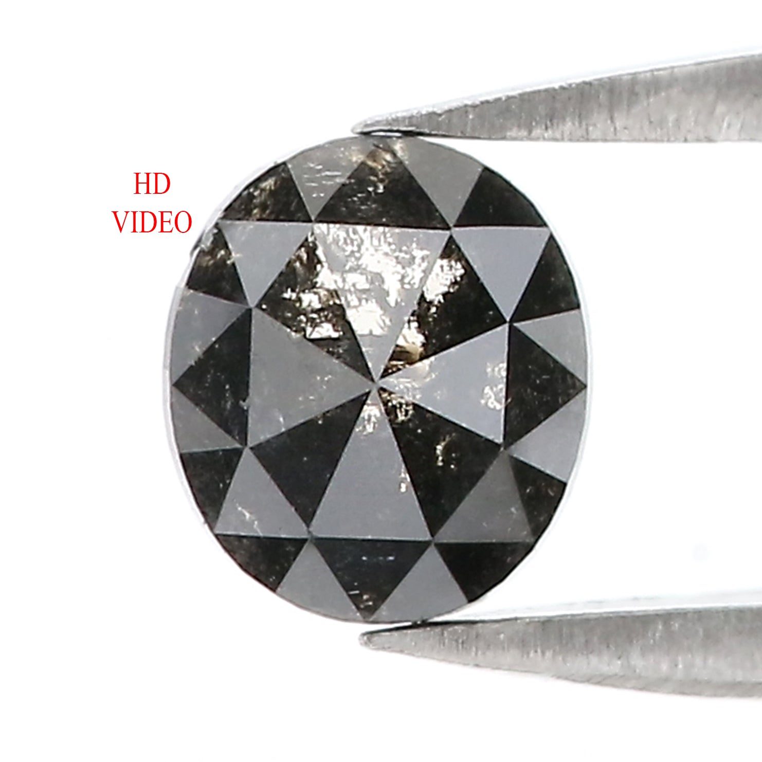 0.92 Natural Loose Oval Shape Diamond Salt And Pepper Oval Diamond 5.95 MM Natural Diamond Black Grey Color Oval Rose Cut Diamond QL3080