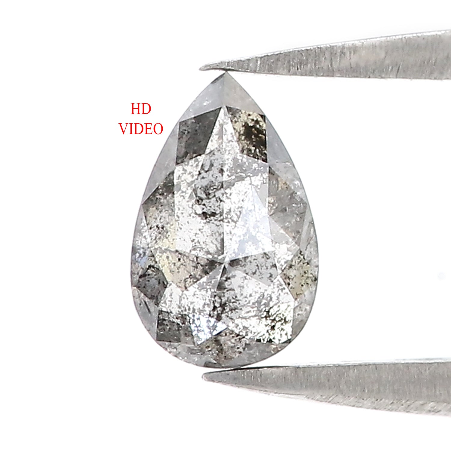 0.70 CT Natural Loose Pear Shape Diamond Salt And Pepper Pear Cut Diamond 7.25 MM Natural Black Grey Color Pear Rose Cut Diamond LQ3183