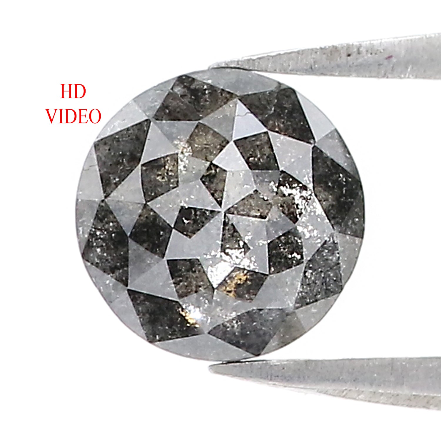 1.23 Ct Natural Loose Round Rose Cut Diamond Black Color Rose Cut Diamond 6.80 MM Natural Loose Salt And Pepper Rose Cut Diamond LQ1167