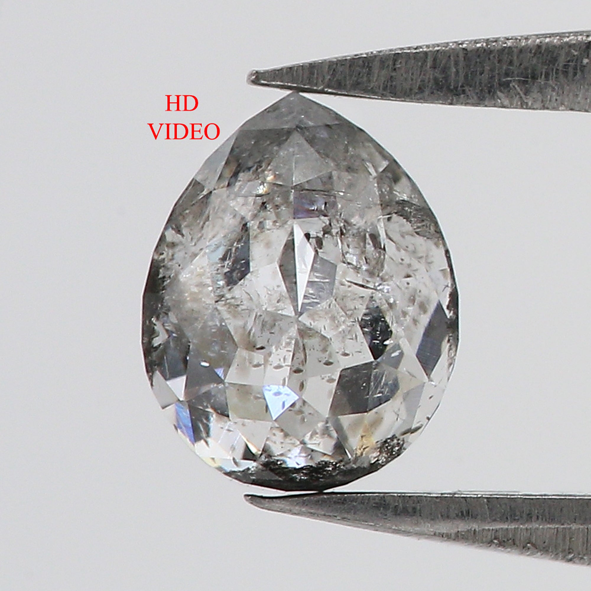 0.83 CT Natural Loose Pear Shape Diamond Salt And Pepper Pear Cut Diamond 6.30 MM Natural Black Grey Diamond Pear Rose Cut Diamond QL8506