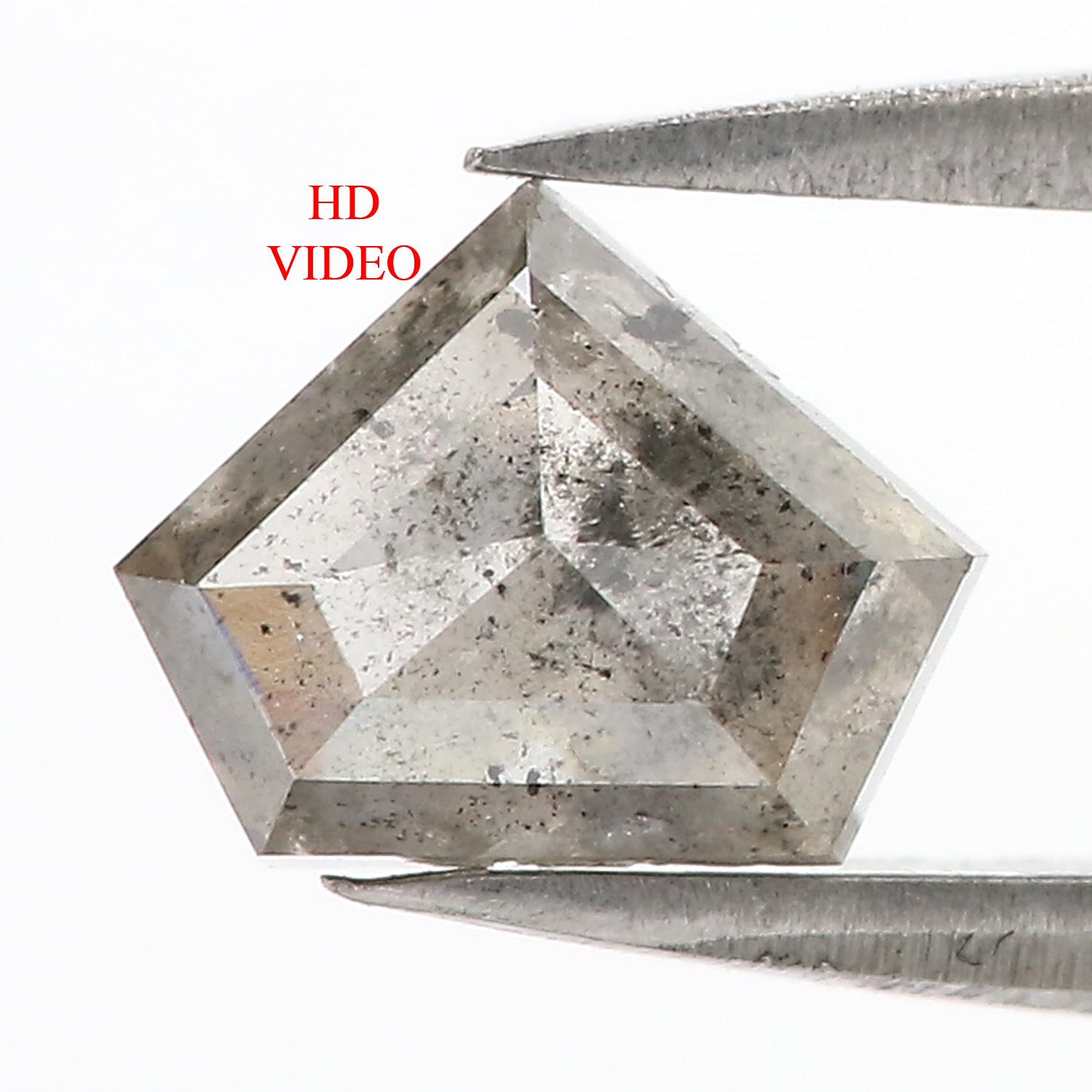 1.29 Ct Natural Loose Shield Shape Diamond Salt And Pepper Shield Shape Diamond 6.00 MM Natural Gray Color Shield Rose Cut Diamond QK2172