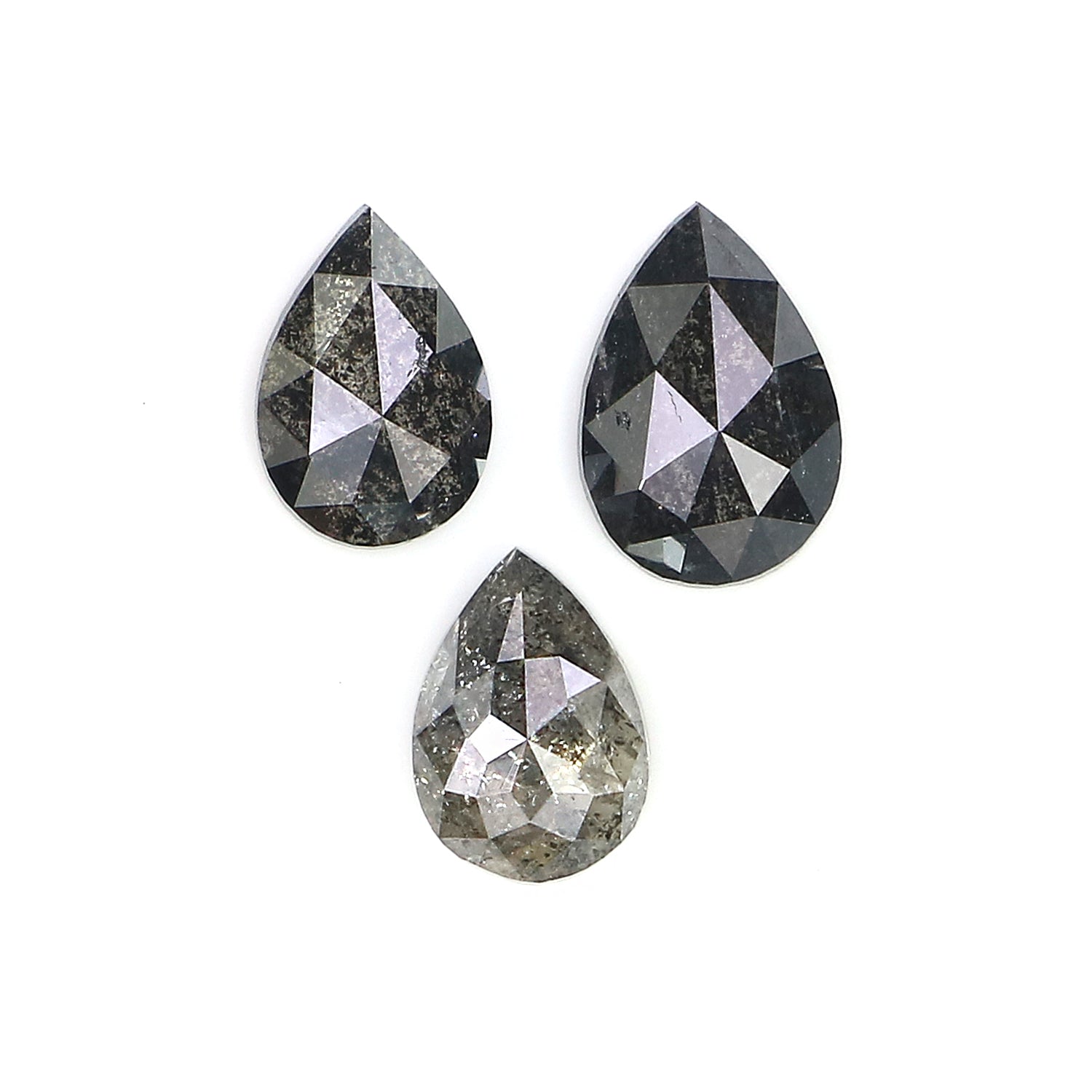 0.93 CT Natural Loose Pear Shape Diamond Salt And Pepper Pear Diamond 5.25 MM Natural Loose Black Grey Color Pear Rose Cut Diamond LQ1998