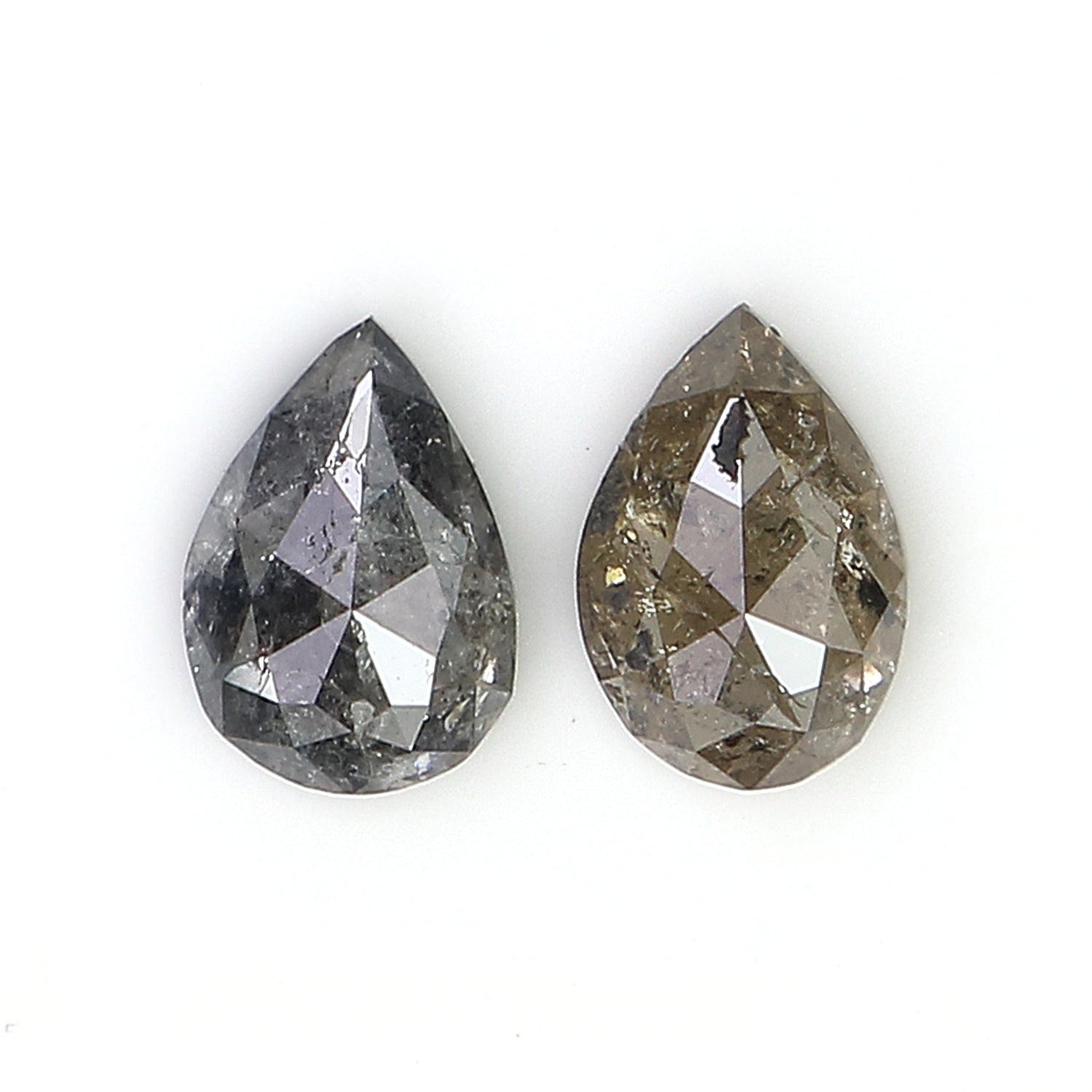 1.02 CT Natural Loose Pear Cut Pair Diamond Salt And Pepper Pear Shape Diamond 6.30 MM Natural Black Grey Color Pear Rose Cut Diamond LQ2082