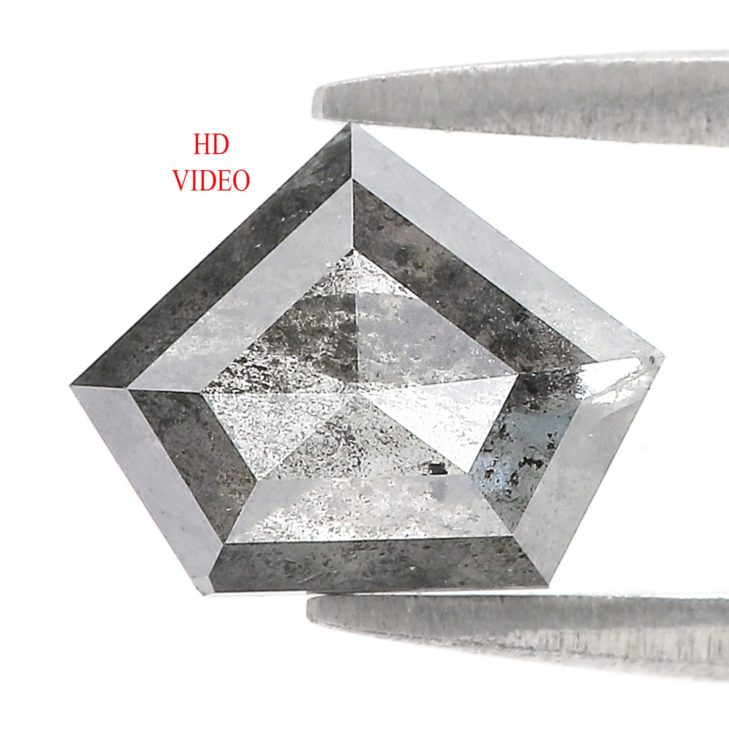 1.63 CT Natural Loose Shield Diamond Black Grey Color Diamond 7.25 MM Natural Loose Diamond Salt And Pepper Shield Rose Cut Diamond QL9263