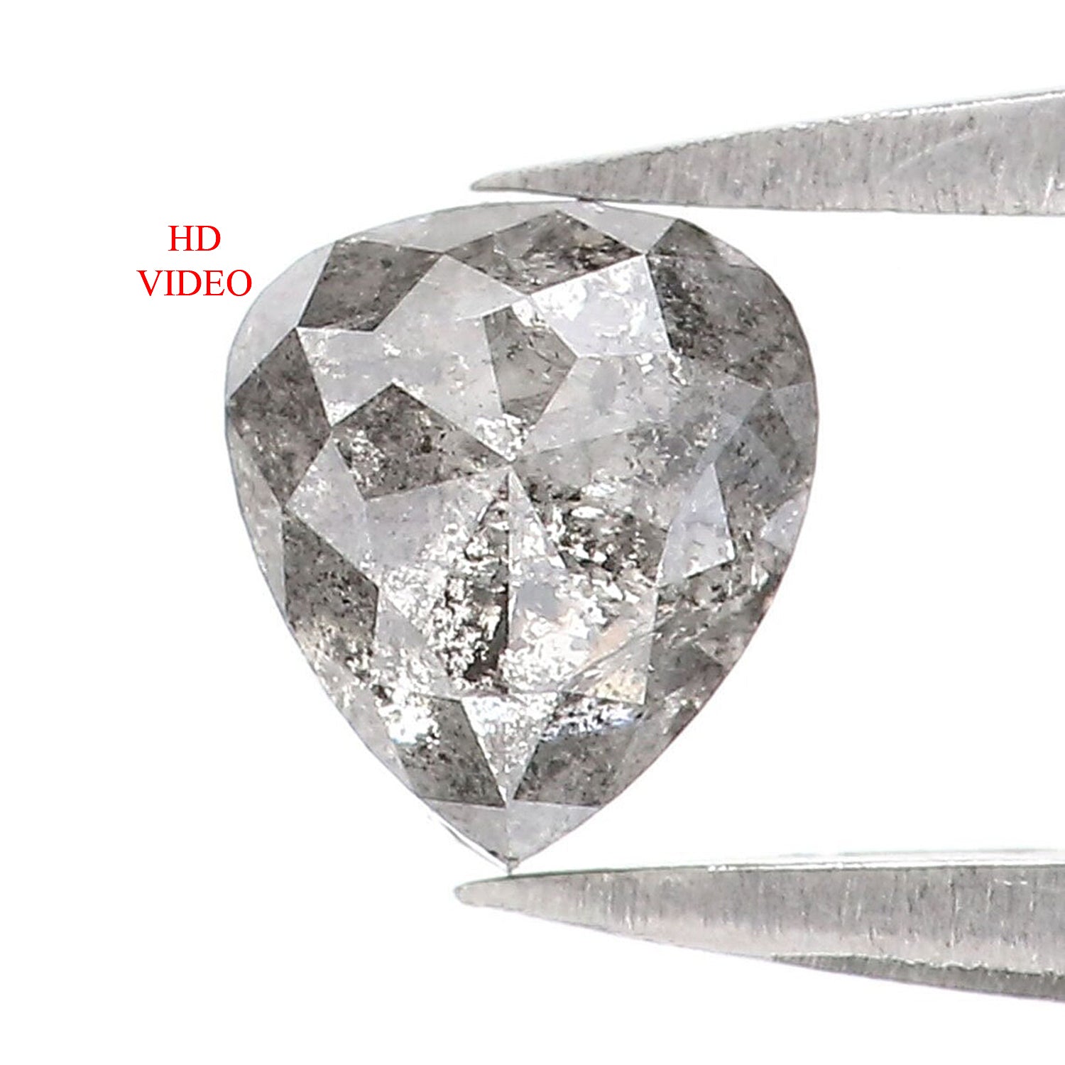 0.73 CT Natural Loose Heart Shape Diamond Salt And Pepper Heart Rose Cut Diamond 5.55 MM Black Grey Color Heart Rose Cut Diamond QL2469