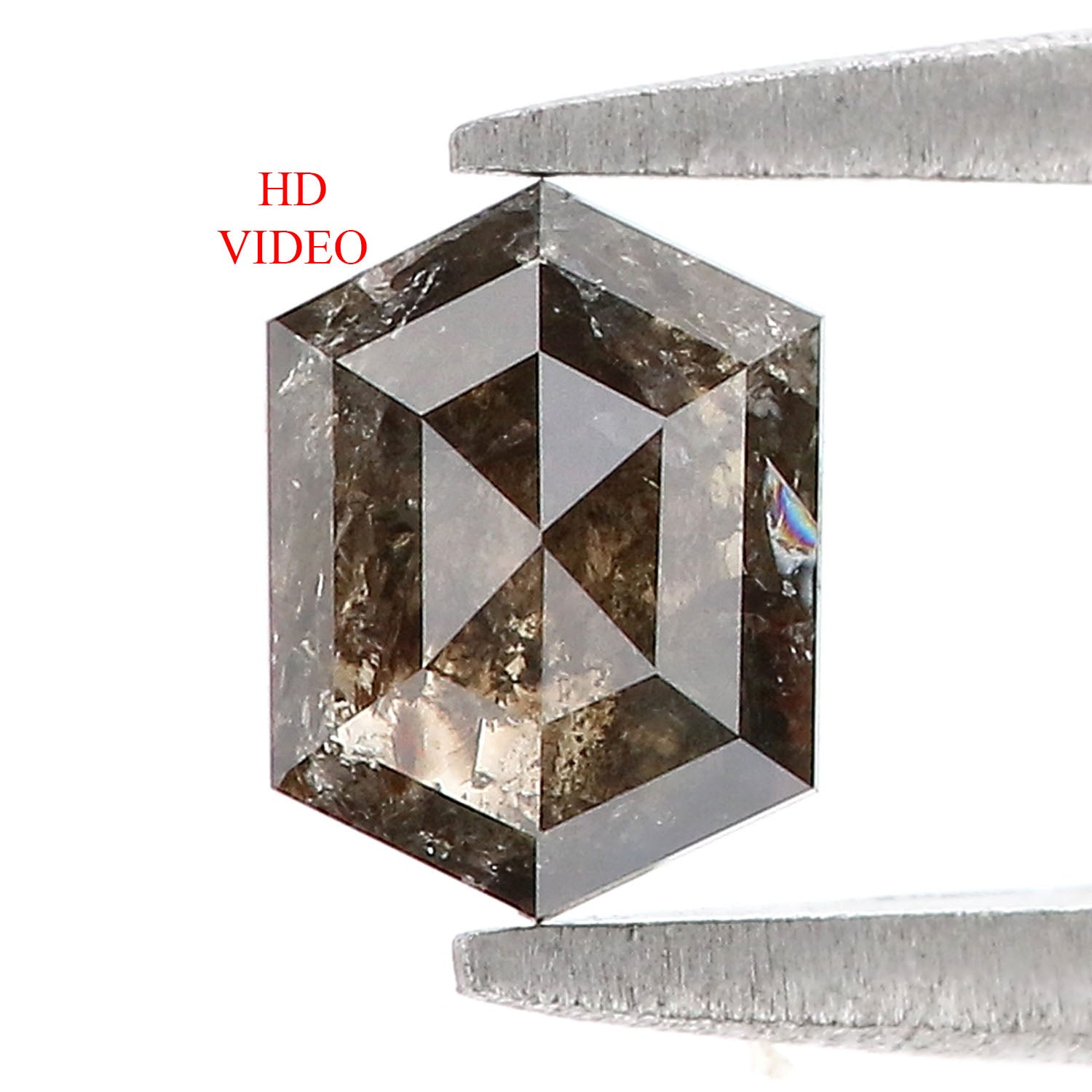 0.65 Ct Natural Loose Hexagon Shape Diamond Black Brown Color Hexagon Diamond 6.30 MM Natural Loose Diamond Hexagon Shape Diamond QK2330