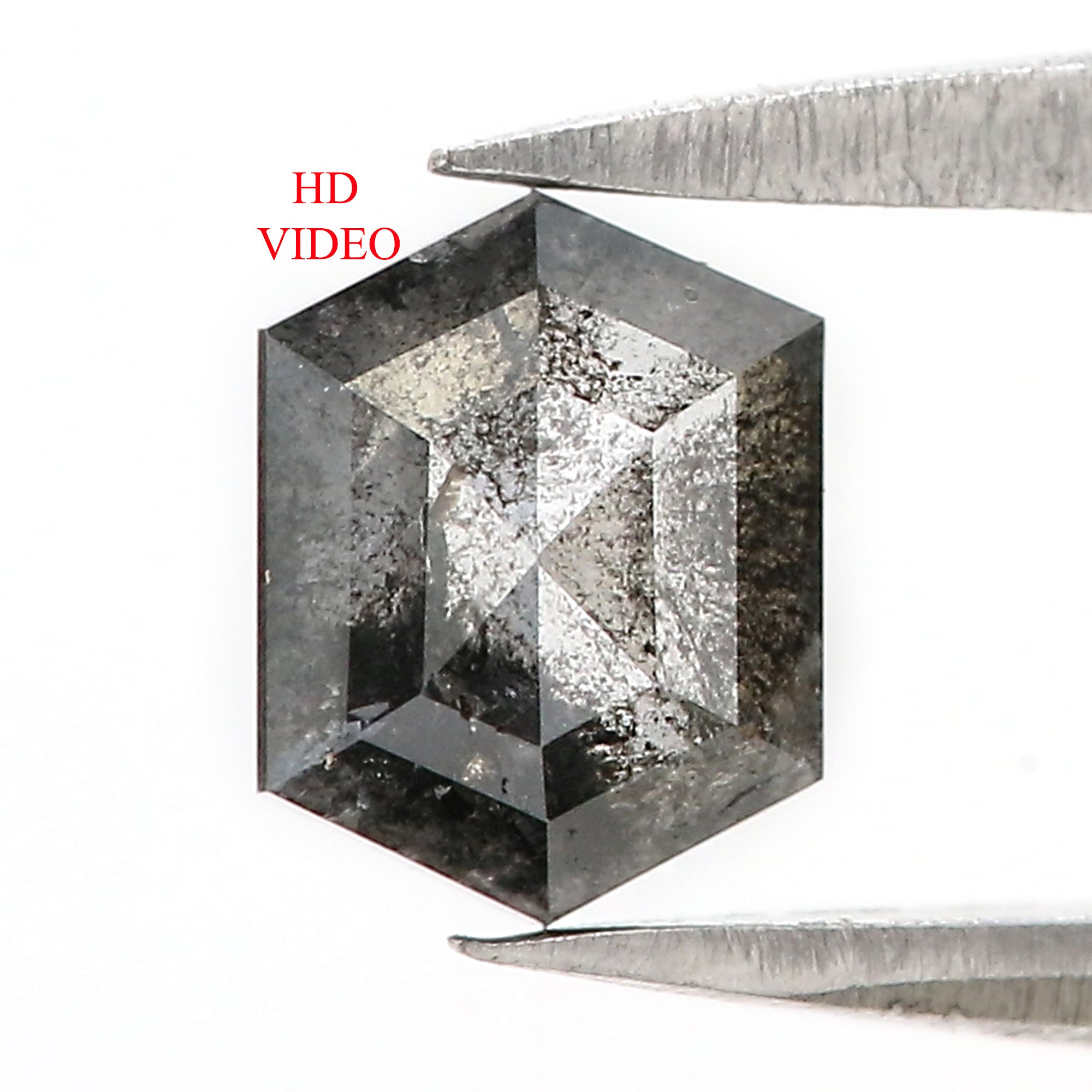 0.74 CT Natural Loose Hexagon Shape Diamond Salt and Pepper Hexagon Cut Diamond 6.30 MM Black Grey Color Hexagon Rose Cut Diamond LQ3180