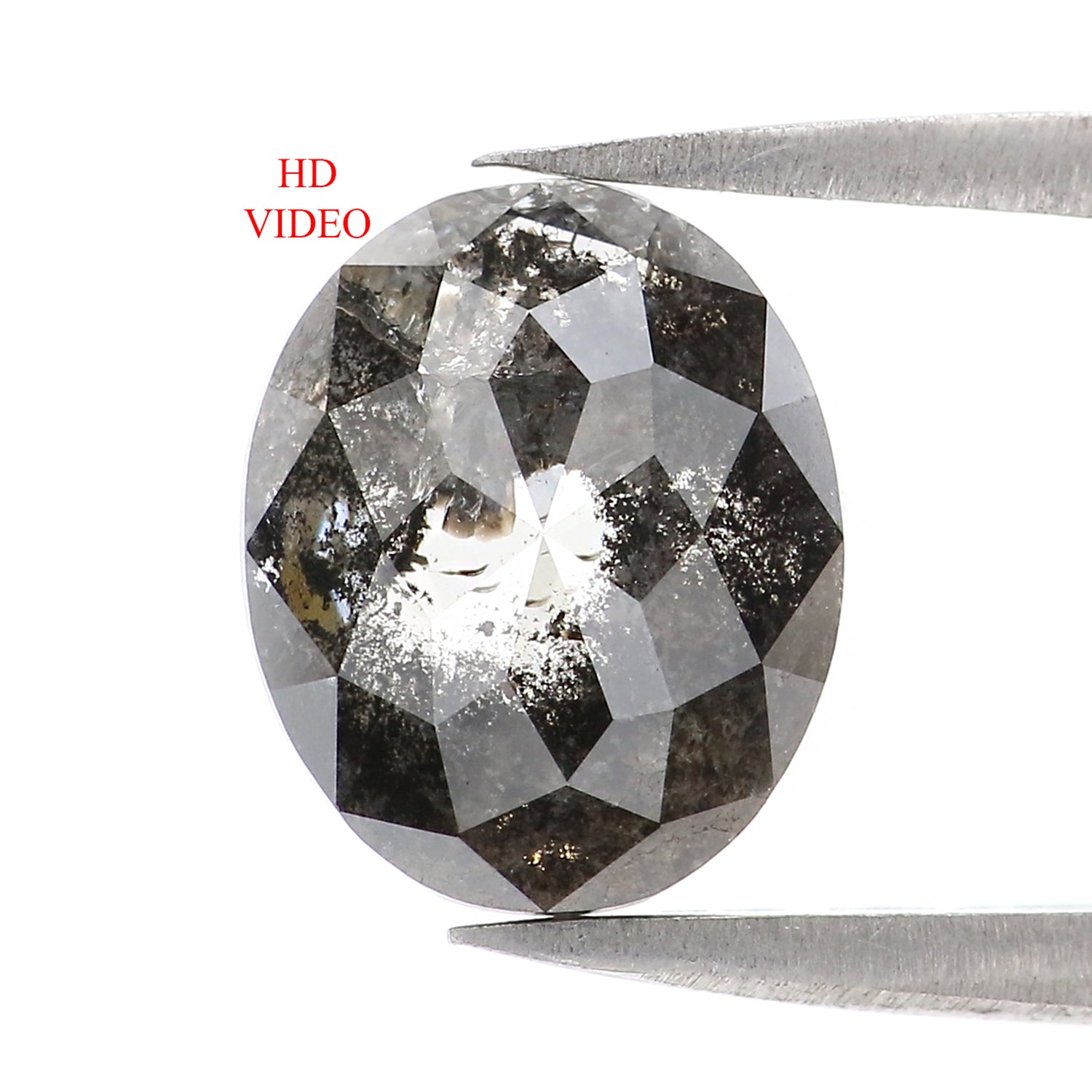 2.73 CT Natural Loose Oval Shape Diamond Salt And Pepper Oval Cut Diamond 9.65 MM Natural Loose Black Grey Color Oval Rose Cut Diamond LC25
