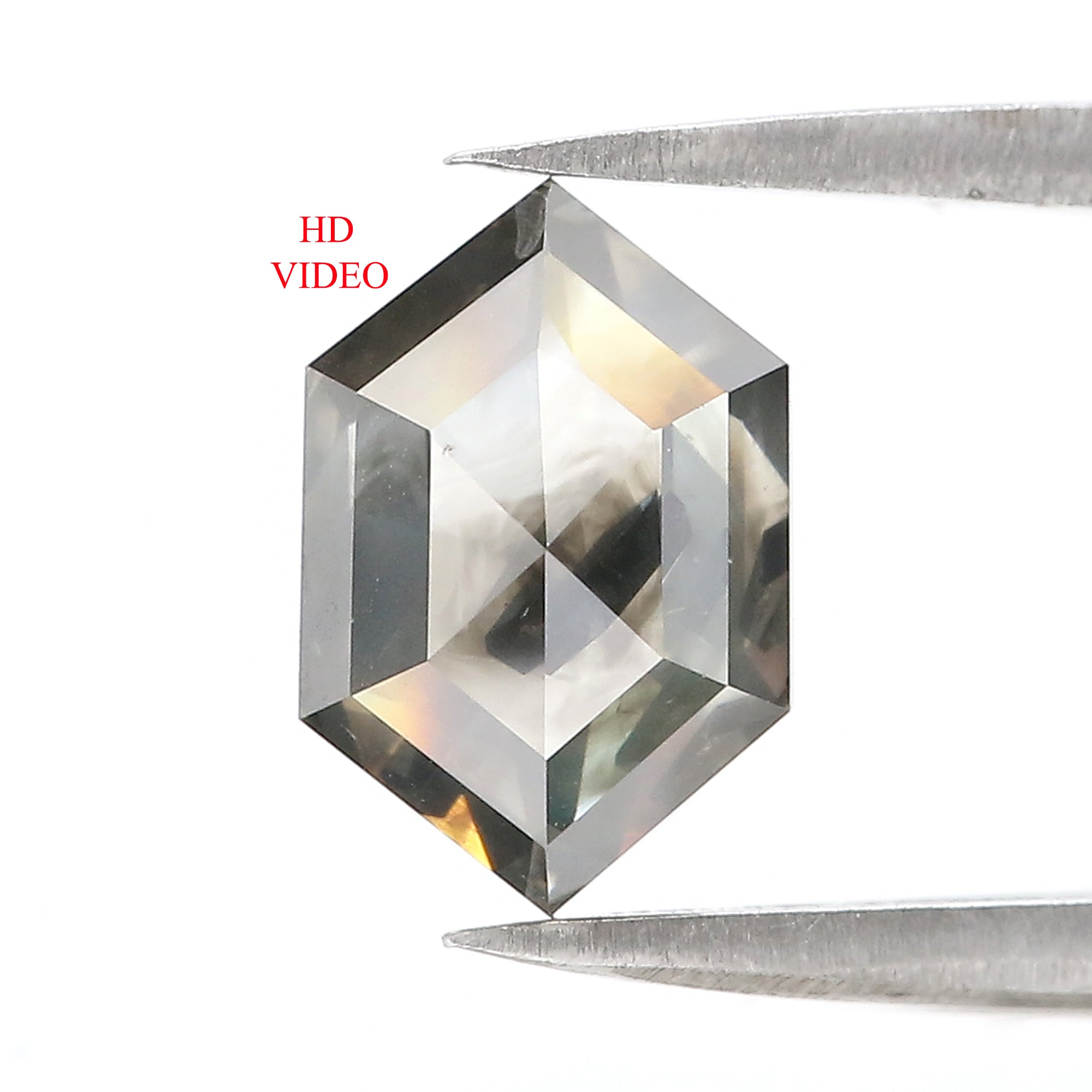 2.98 CT Natural Loose Hexagon Cut Diamond Black Grey Color Hexagon Diamond 10.75 MM Natural Loose Black Grey Color Hexagon Cut Diamond LC43