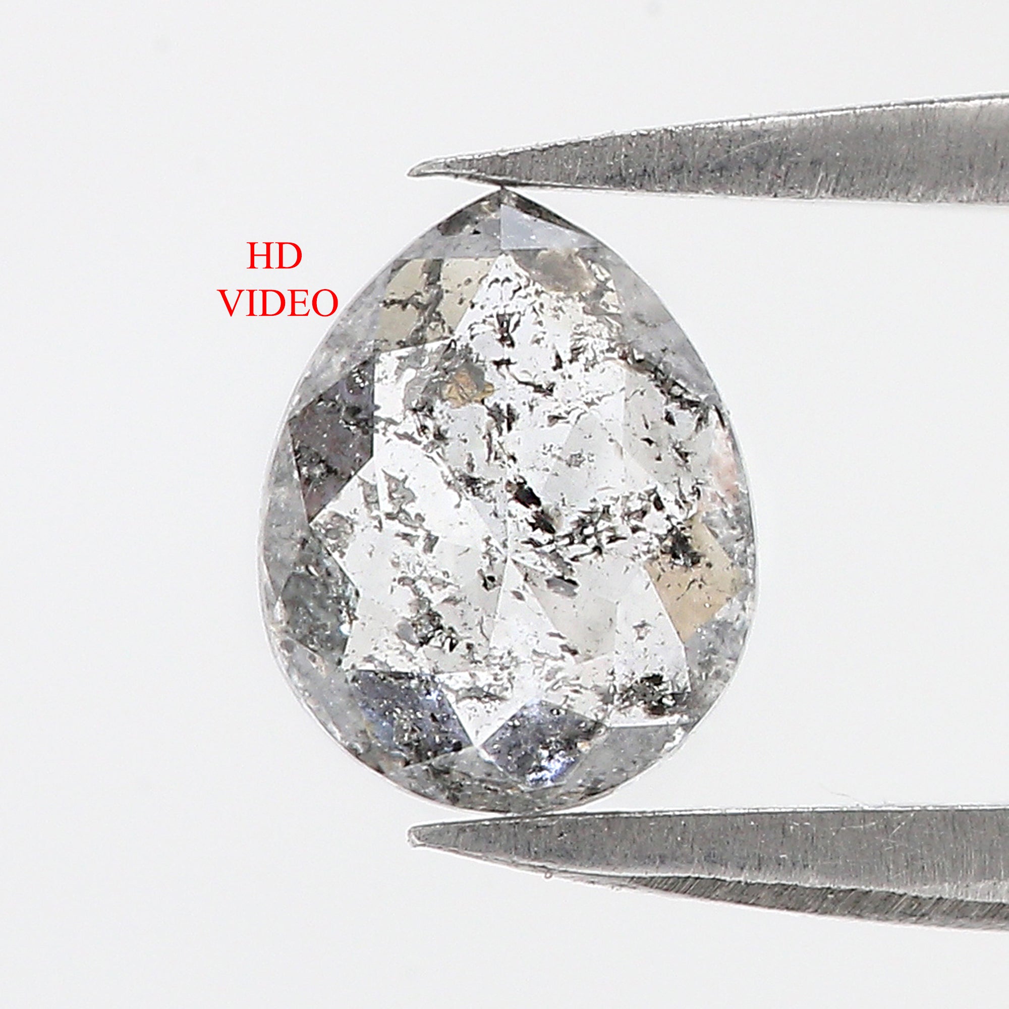 0.87 CT Natural Loose Pear Shape Diamond Salt And Pepper Pear Cut Diamond 7.25 MM Natural Loose Black Grey Color Pear Rose Cut Diamond LC47