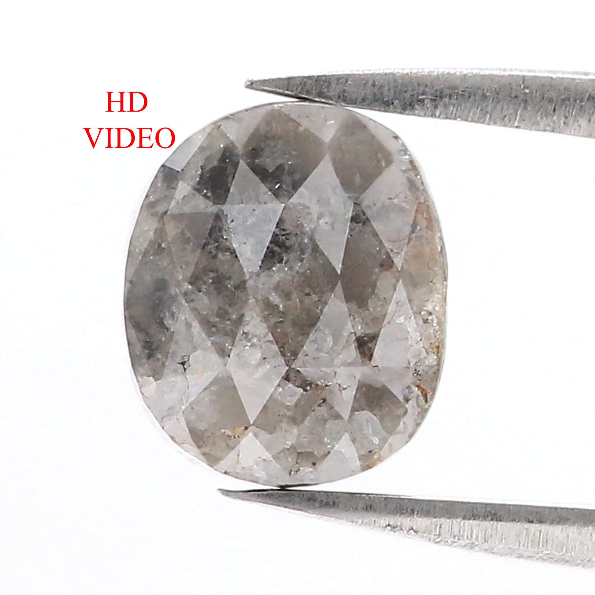 2.24 CT Natural Loose Oval Shape Diamond Salt And Pepper Oval Cut Diamond 8.85 MM Natural Loose Black Grey Color Oval Rose Cut Diamond LQ3145