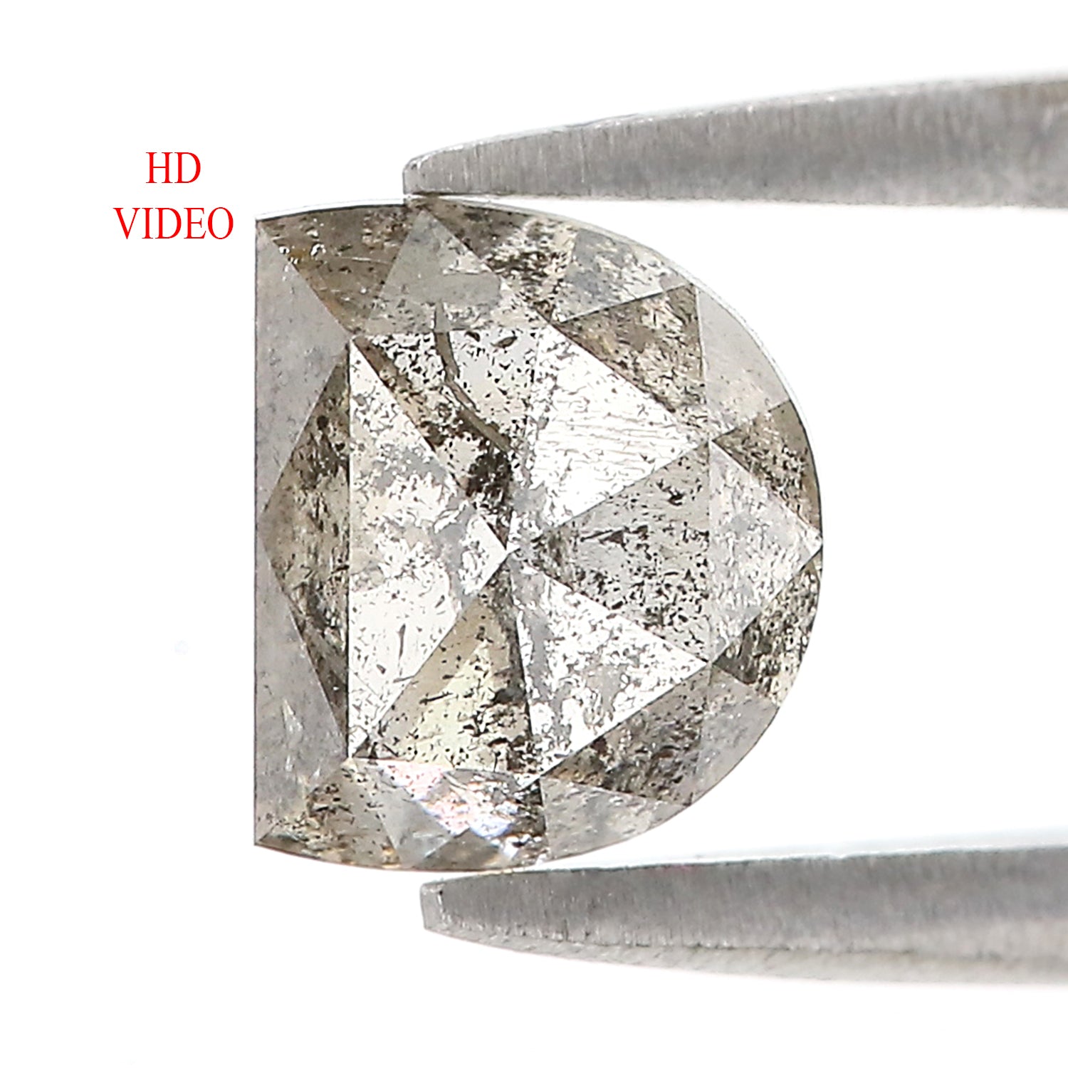 1.60 CT Natural Loose Half Moon Diamond Black Grey Color Diamond 7.20 MM Natural Loose Diamond Salt And Pepper Half Moon Cut Diamond QL9196