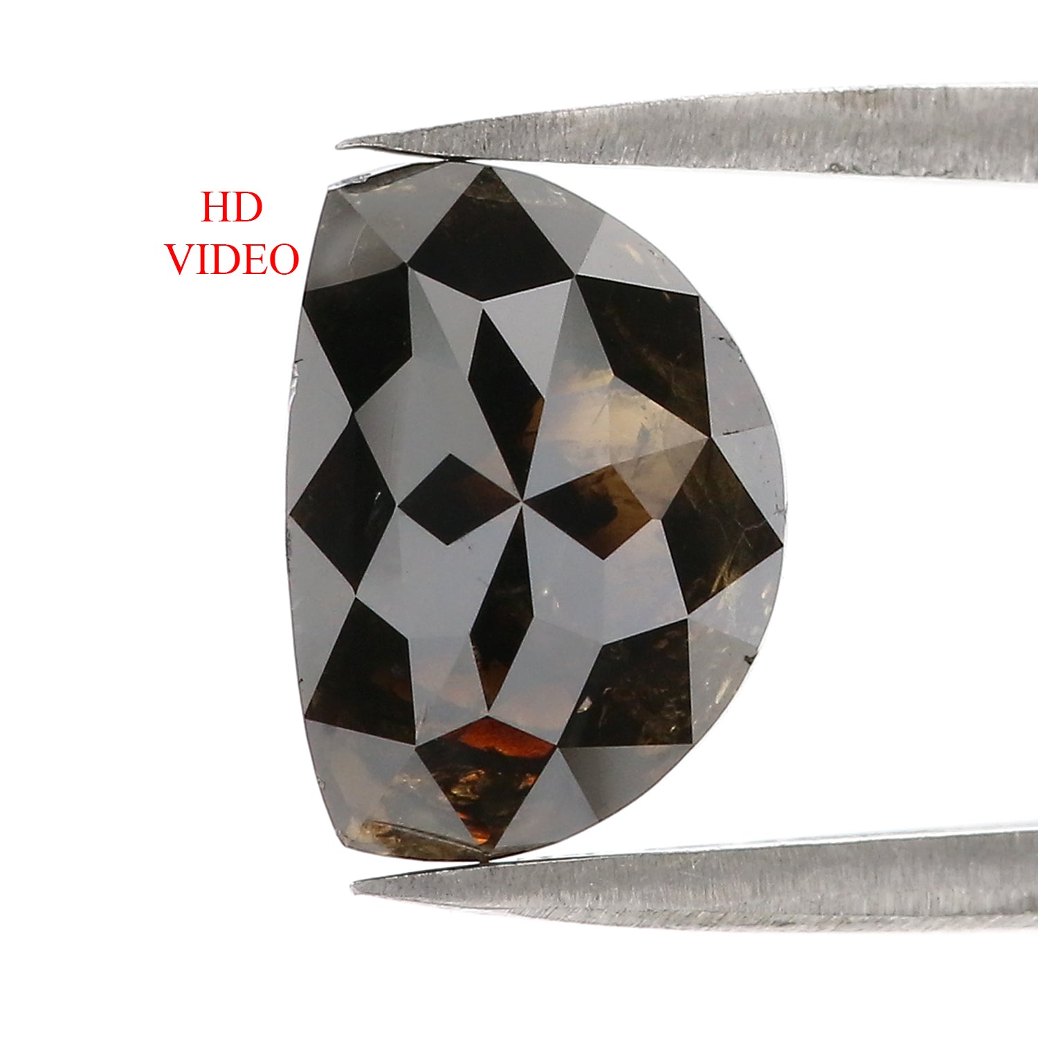 4.10 CT Natural Loose Half Moon Shape Diamond Black Color Half Moon Diamond 11.30 MM Natural Black Color Half Moon Rose Cut Diamond QL9053