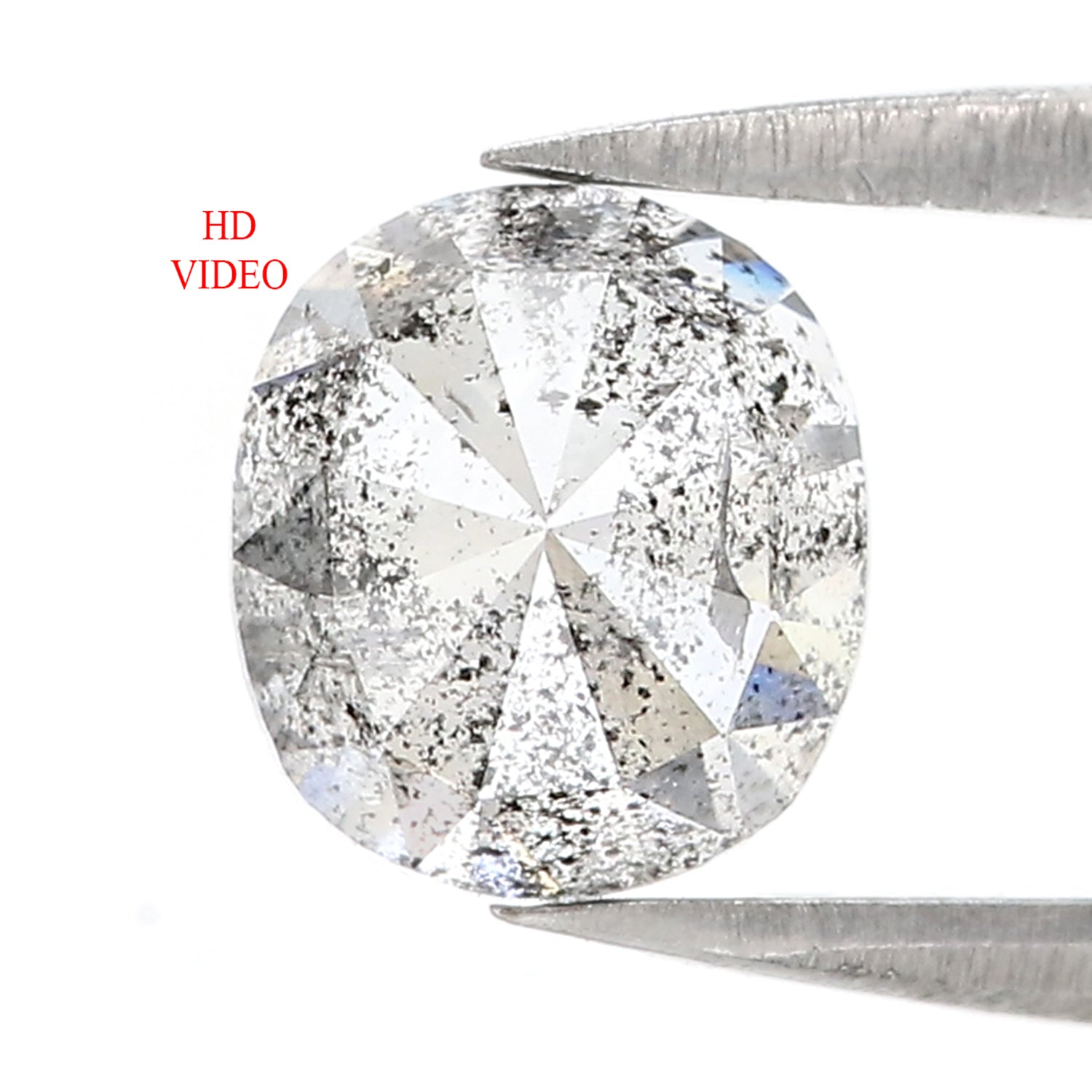 1.94 Ct Natural Loose Oval Shape Diamond Salt And Pepper Oval Cut Diamond 7.55 MM Natural Loose Black Grey Color Oval Rose Cut Diamond LC45