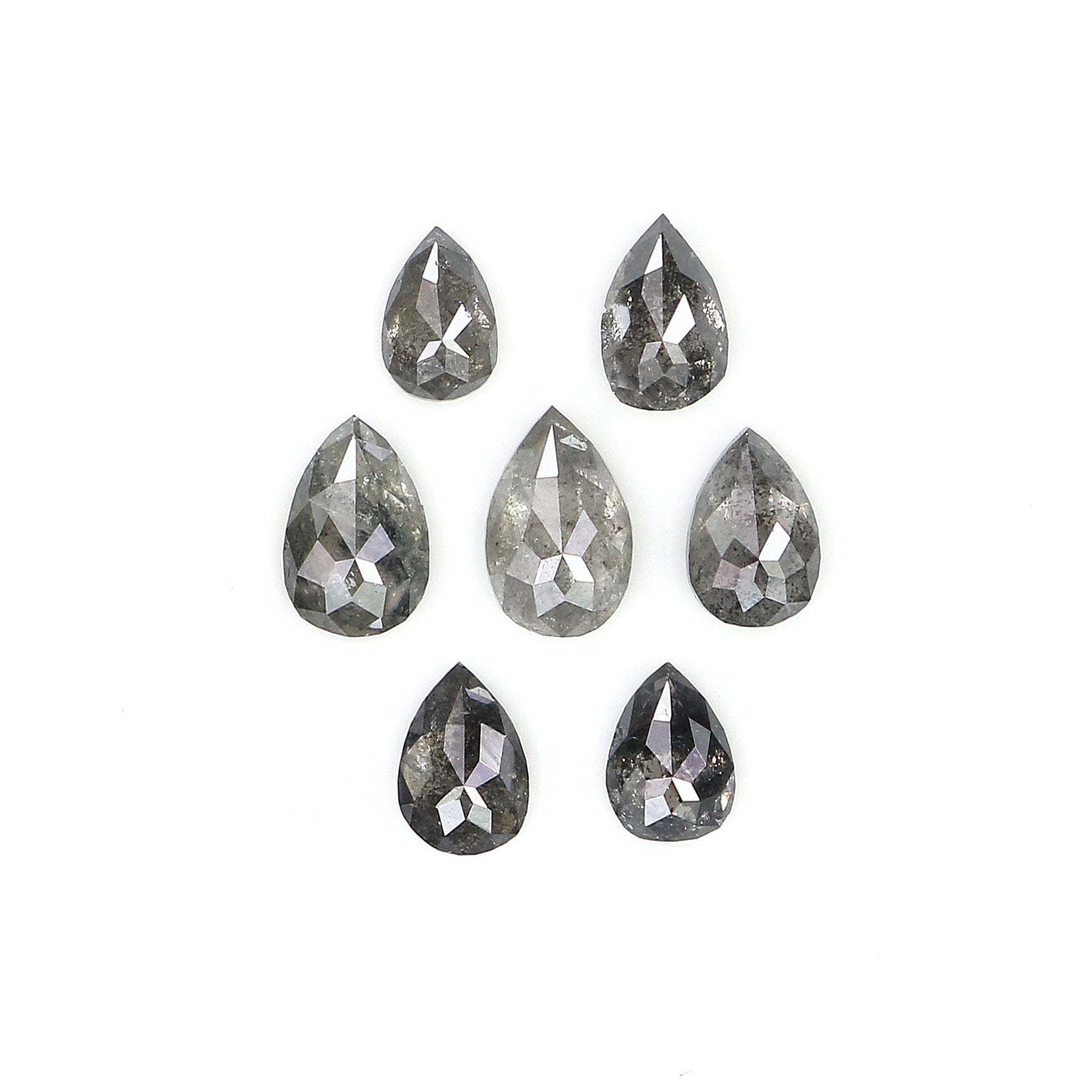 0.73 CT Natural Loose Pear Shape Diamond Salt And Pepper Pear Diamond 4.05 MM Natural Loose Black Grey Color Pear Rose Cut Diamond LQ2906