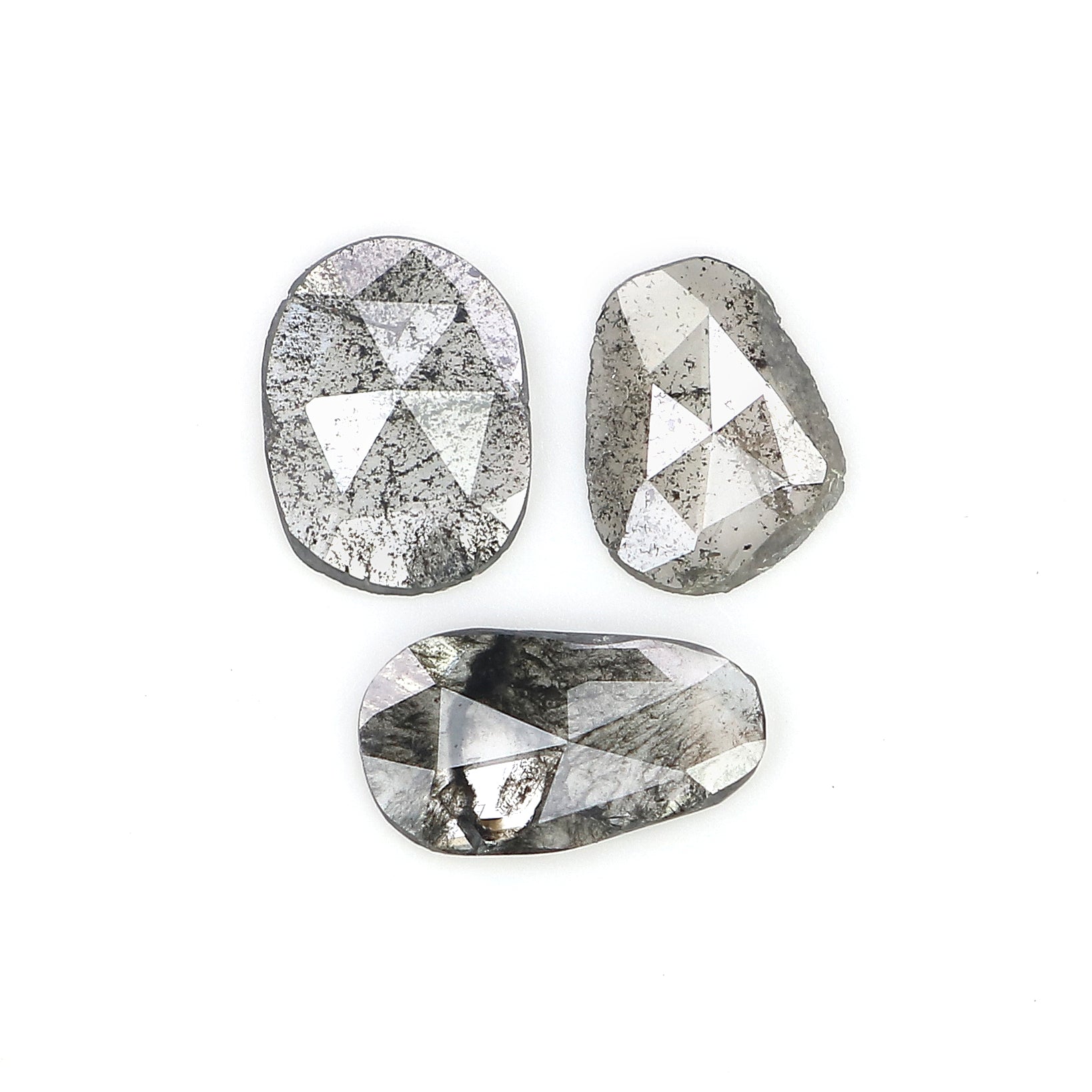 0.99 Ct Natural Loose Slice Shape Diamond Salt And Pepper Slice Cut Diamond 7.85 MM Natural Black Grey Diamond Irregular Cut Diamond LQ3156