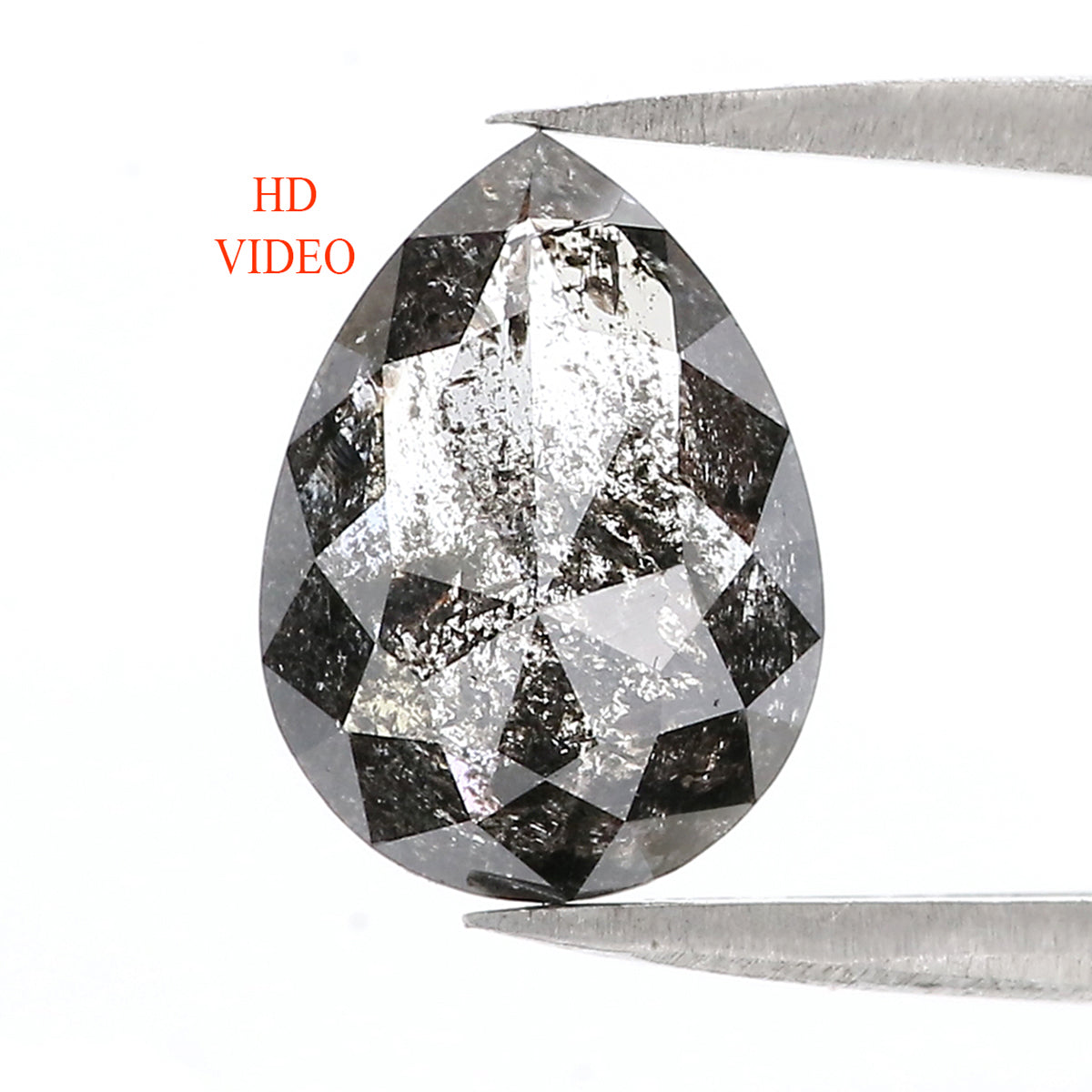 2.71 CT Natural Loose Pear Shape Diamond Salt And Pepper Pear Cut Diamond 11.55 MM Natural Black Grey Color Pear Shape Rose Cut Diamond LC49