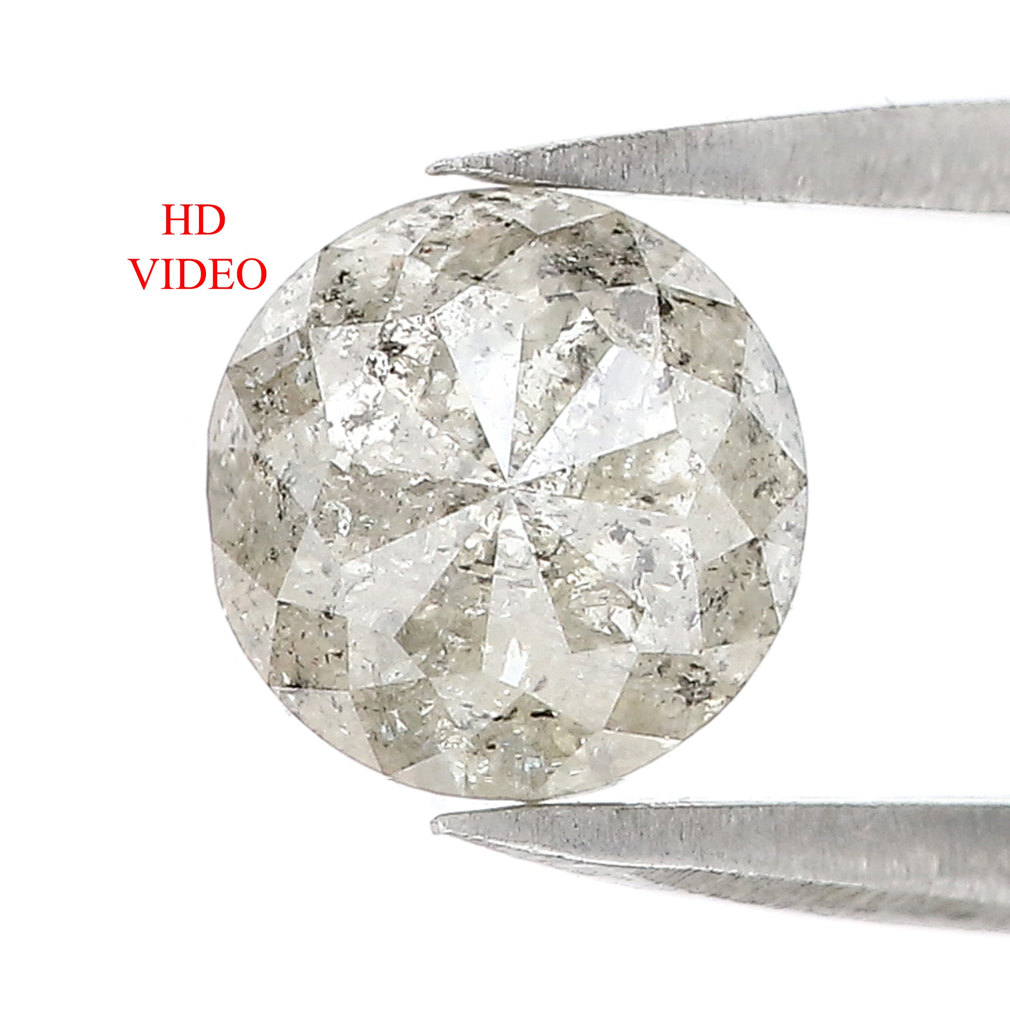 1.71 CT Natural Loose Round Rose Cut Diamond Salt And Pepper Round Diamond 6.90 MM Natural Loose Grey Color Round Rose Cut Diamond LC57