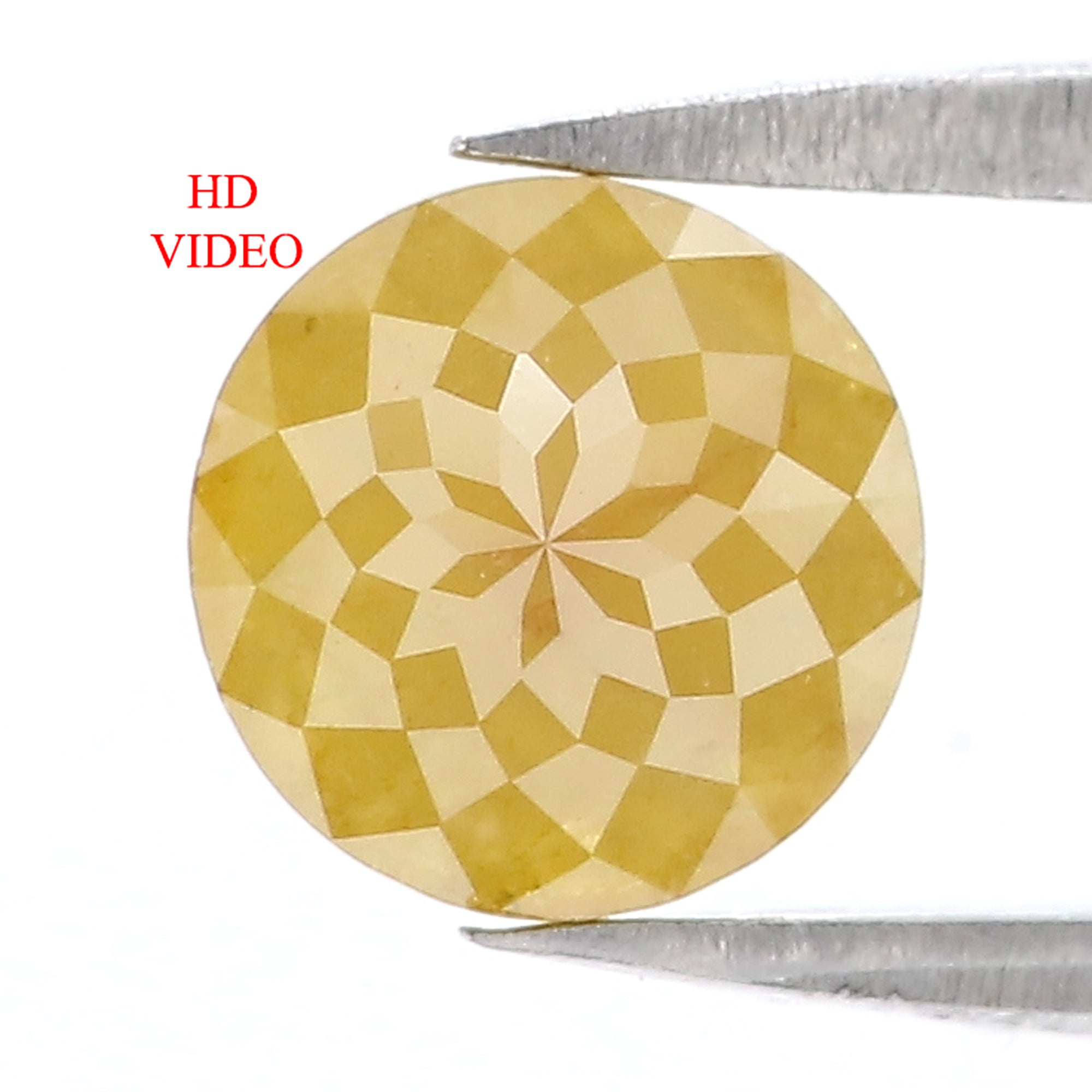 Natural Loose Rose Cut Yellow Color Diamond 1.86 CT 7.40 MM Round Rose Cut Shape Diamond KR1994