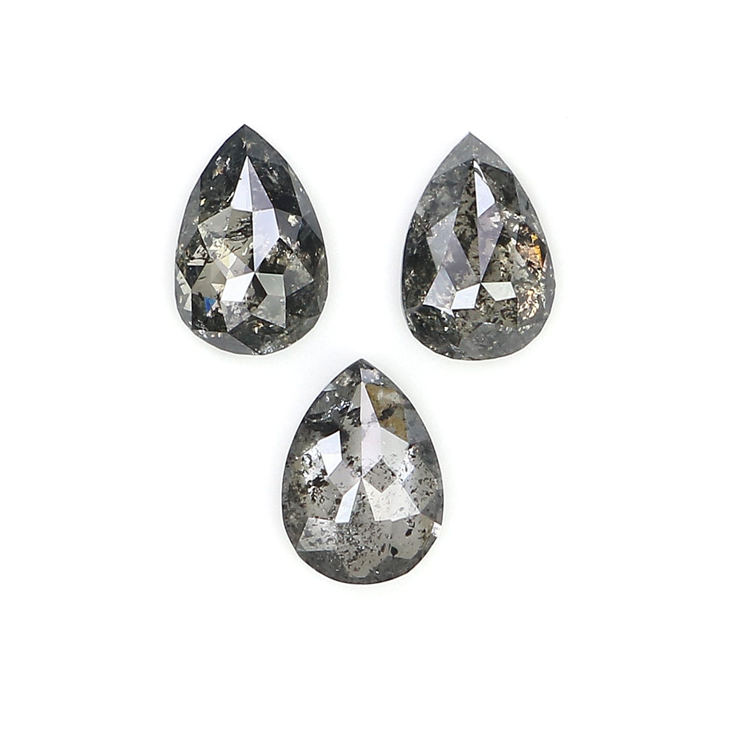 0.60 CT Natural Loose Pear Shape Diamond Salt And Pepper Pear Diamond 4.65 MM Natural Loose Black Grey Color Pear Rose Cut Diamond LQ2828