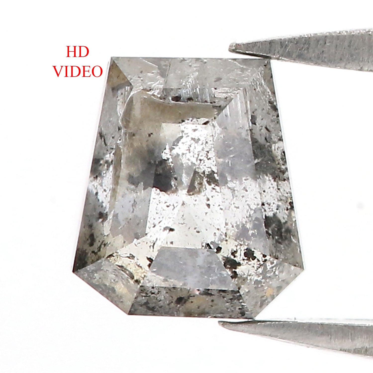 1.03 CT Natural Loose Coffin Shape Diamond Salt And Pepper Coffin Shape Diamond 6.30 MM Black Grey Color Coffin Rose Cut Diamond QL7466