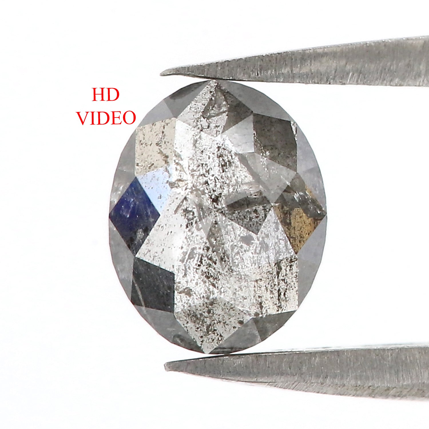 0.85 Ct Natural Loose Oval Shape Diamond Black Grey Color Oval Diamond 6.80 MM Natural Loose Salt And Pepper Oval Rose Cut Diamond QL8673