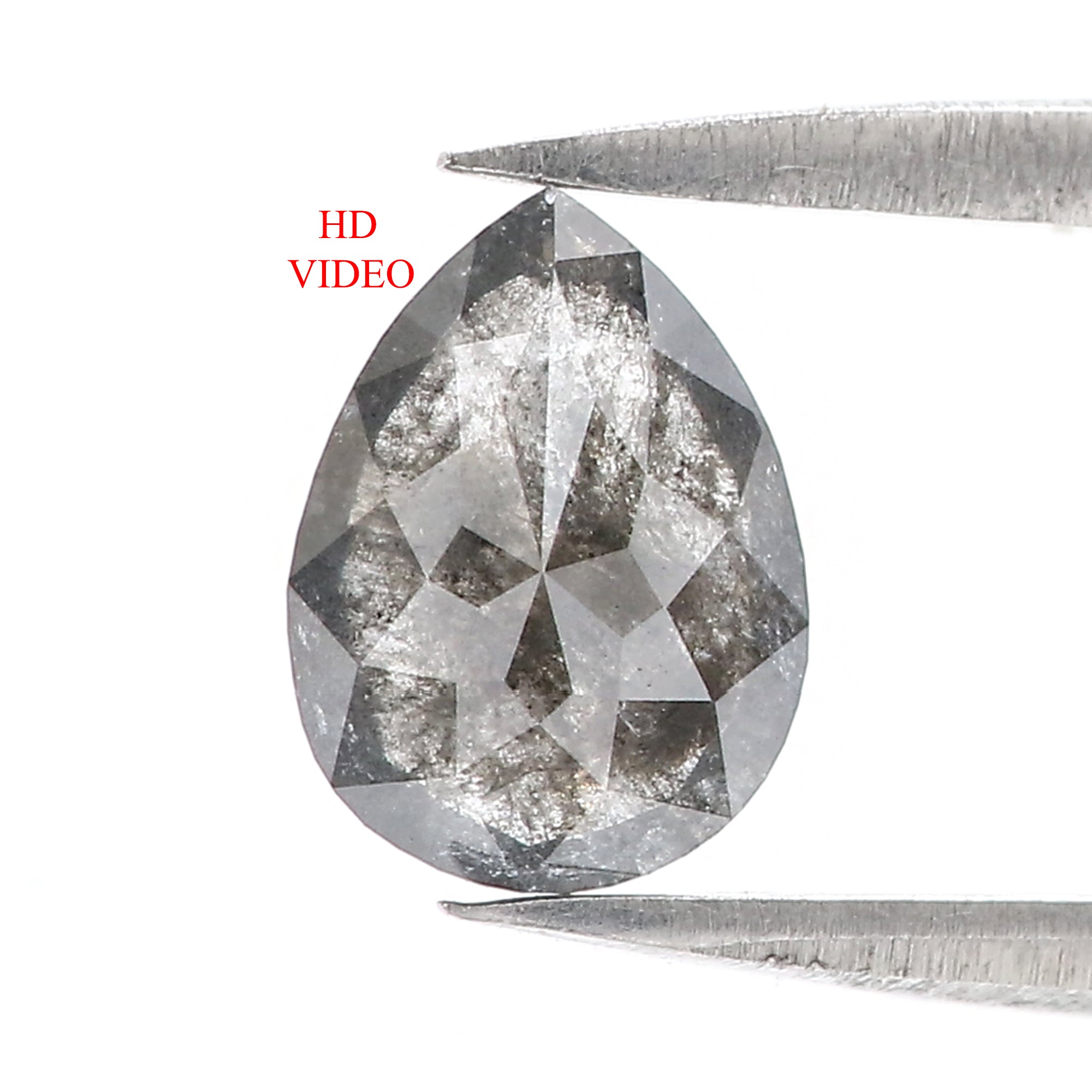 0.93 Ct Natural Loose Pear Shape Diamond Salt And Pepper Rose Cut Diamond 8.20 MM Natural Pear Rose Cut Black Grey Color Pear Diamond QL3116