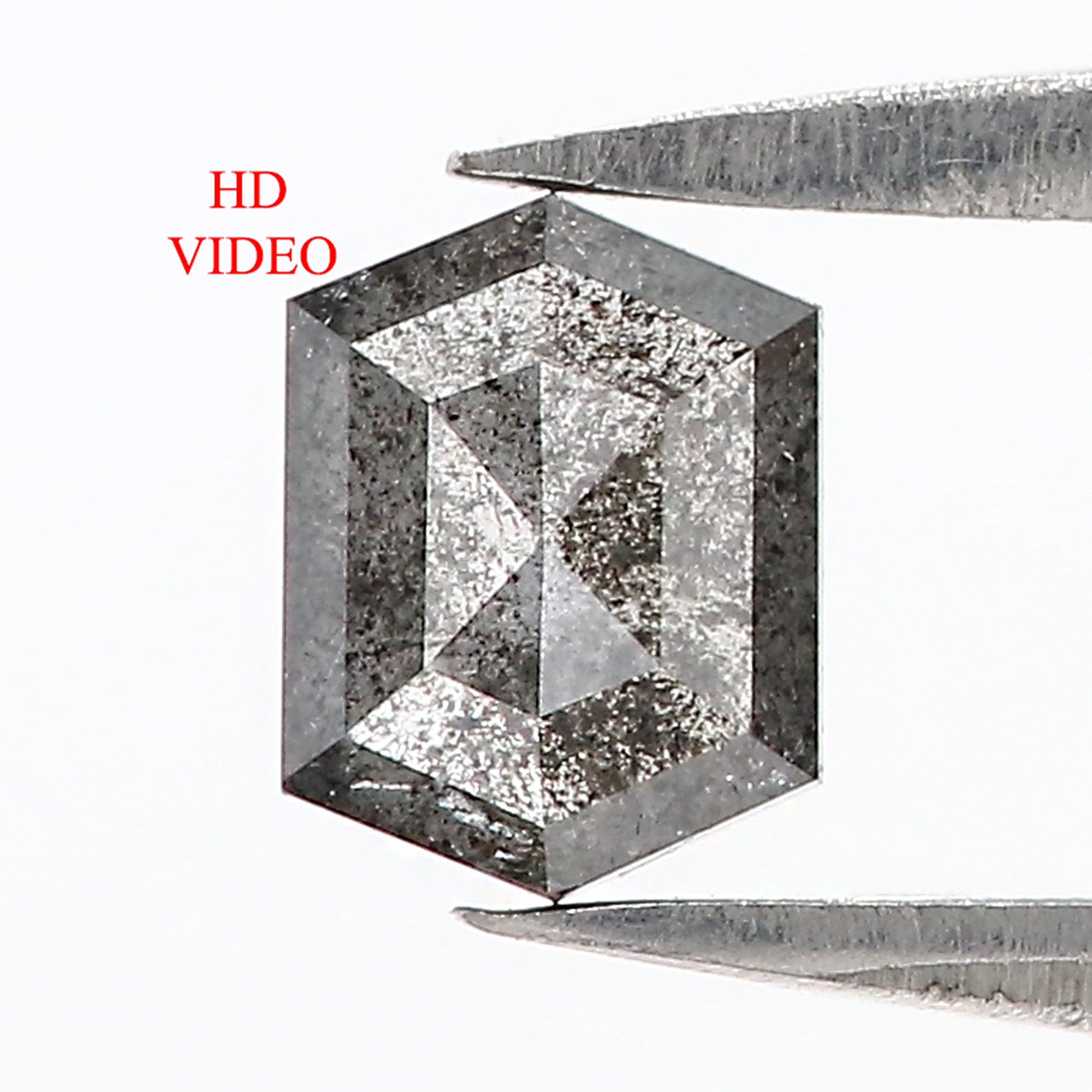 0.59 CT Natural Loose Hexagon Cut Diamond Salt And Pepper Hexagon Diamond 5.85 MM Natural Loose Black Grey Color Hexagon Cut Diamond QL935